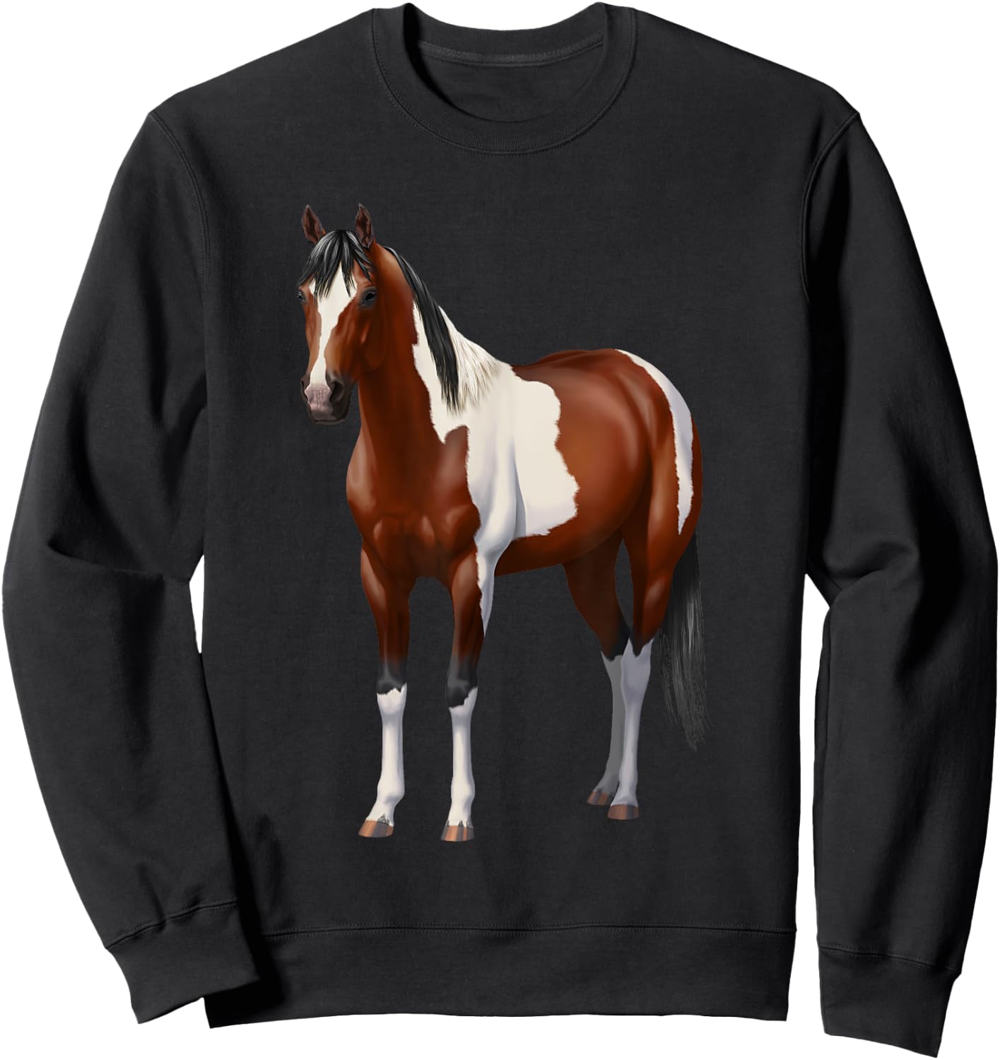 Beautiful Brown Bay Pinto Paint Horse Lover Gift Sweatshirt - Sweatshirt | Black