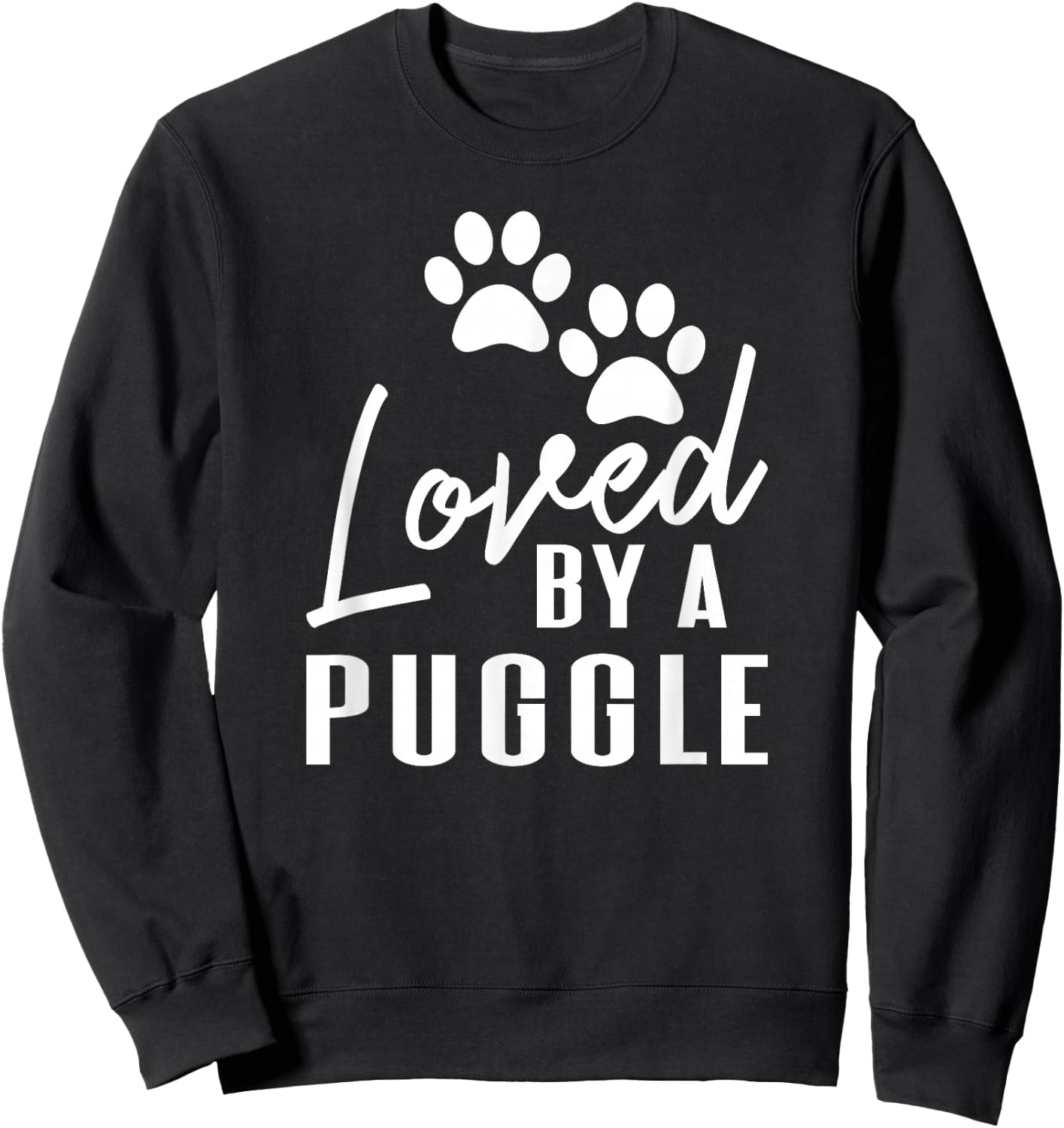 Loved By A Puggle Dog Mom or Dog Dad Sweatshirt - Sweatshirt | Black