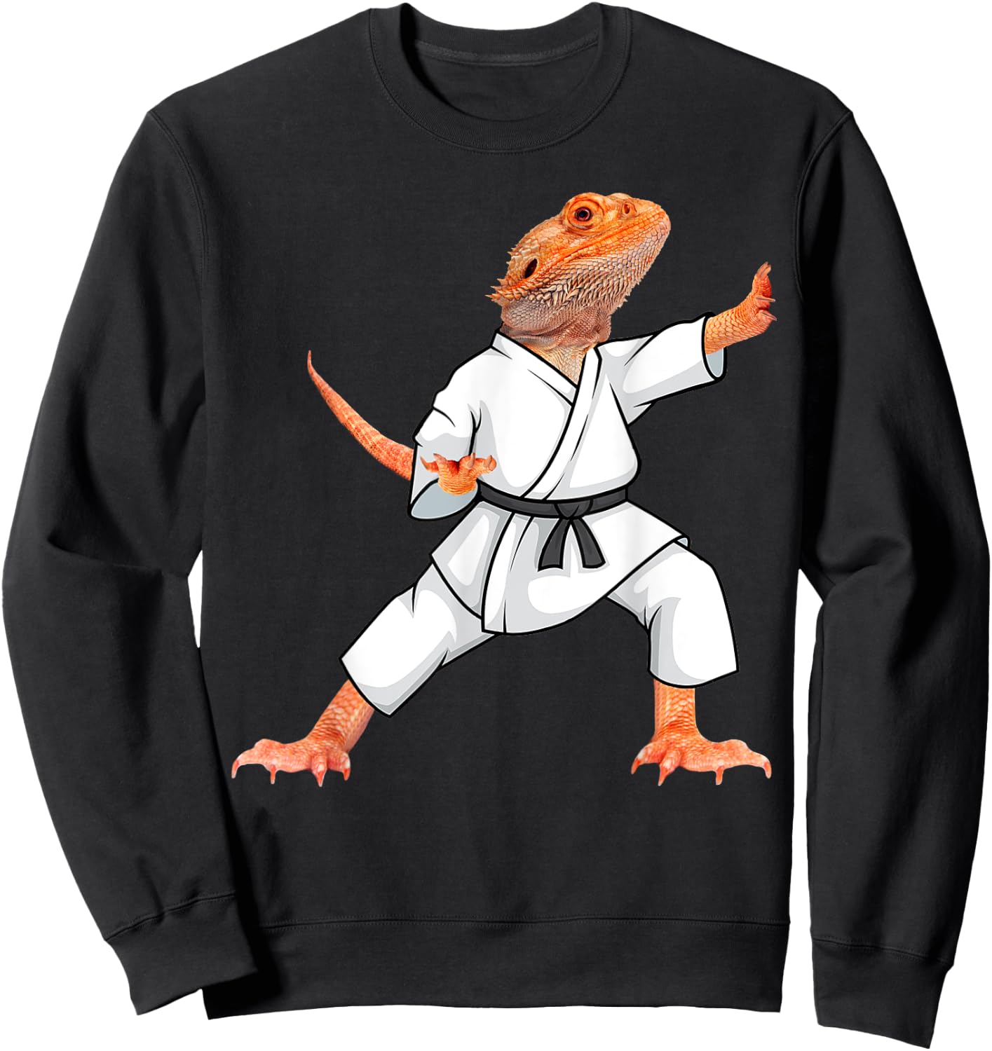 Funny Bearded Dragons Doing Karate Samurai Ninja Lizard Sweatshirt - Sweatshirt | Black