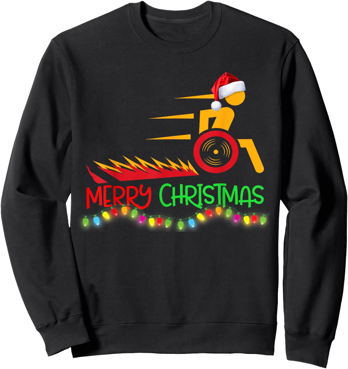 Funny Wheelchair Design | Gift Xmas Merry Christmas Saying Sweatshirt - Sweatshirt | Black