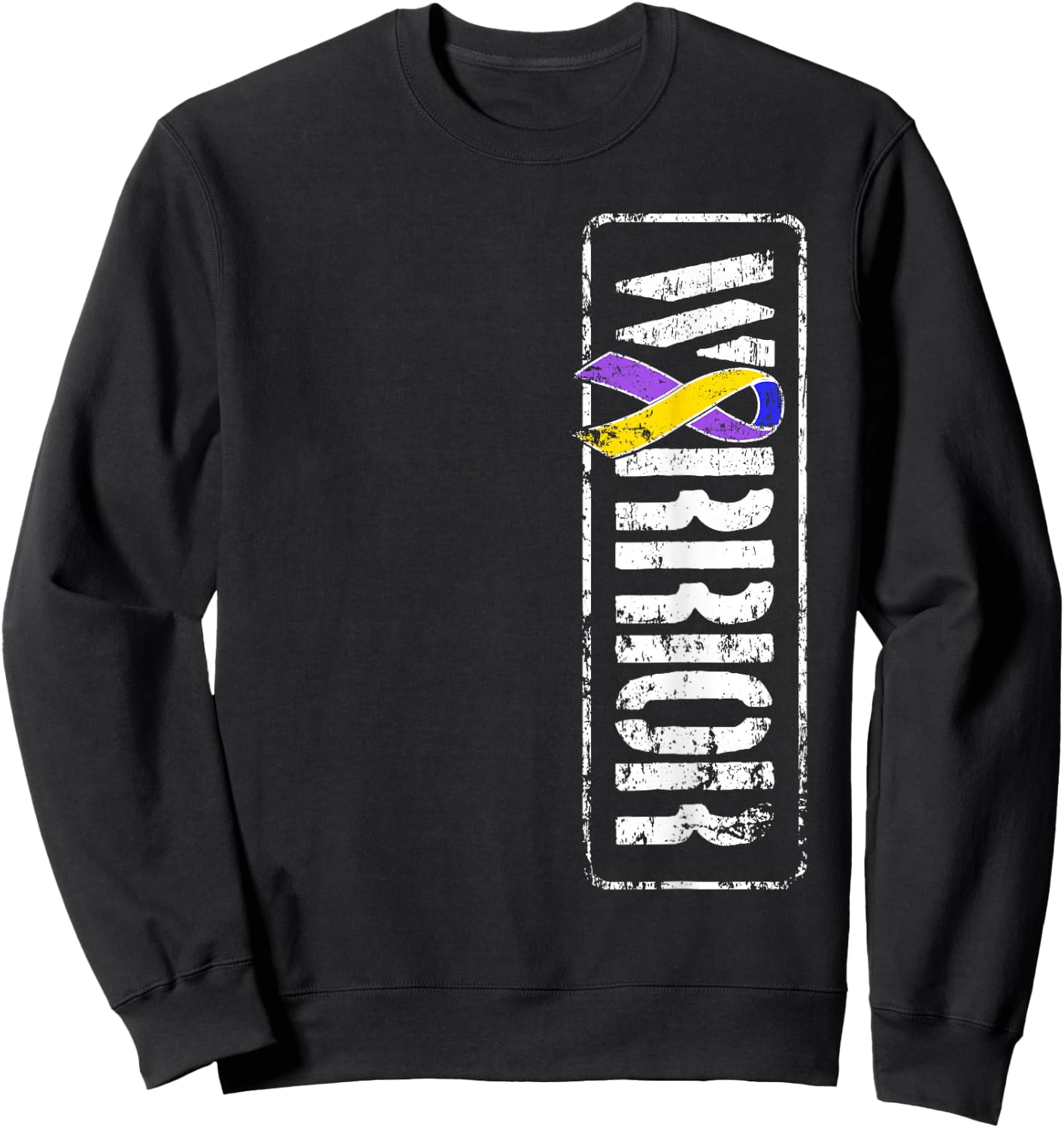 Bladder Cancer Awareness - Military Warrior Ribbon Sweatshirt - Sweatshirt | Black
