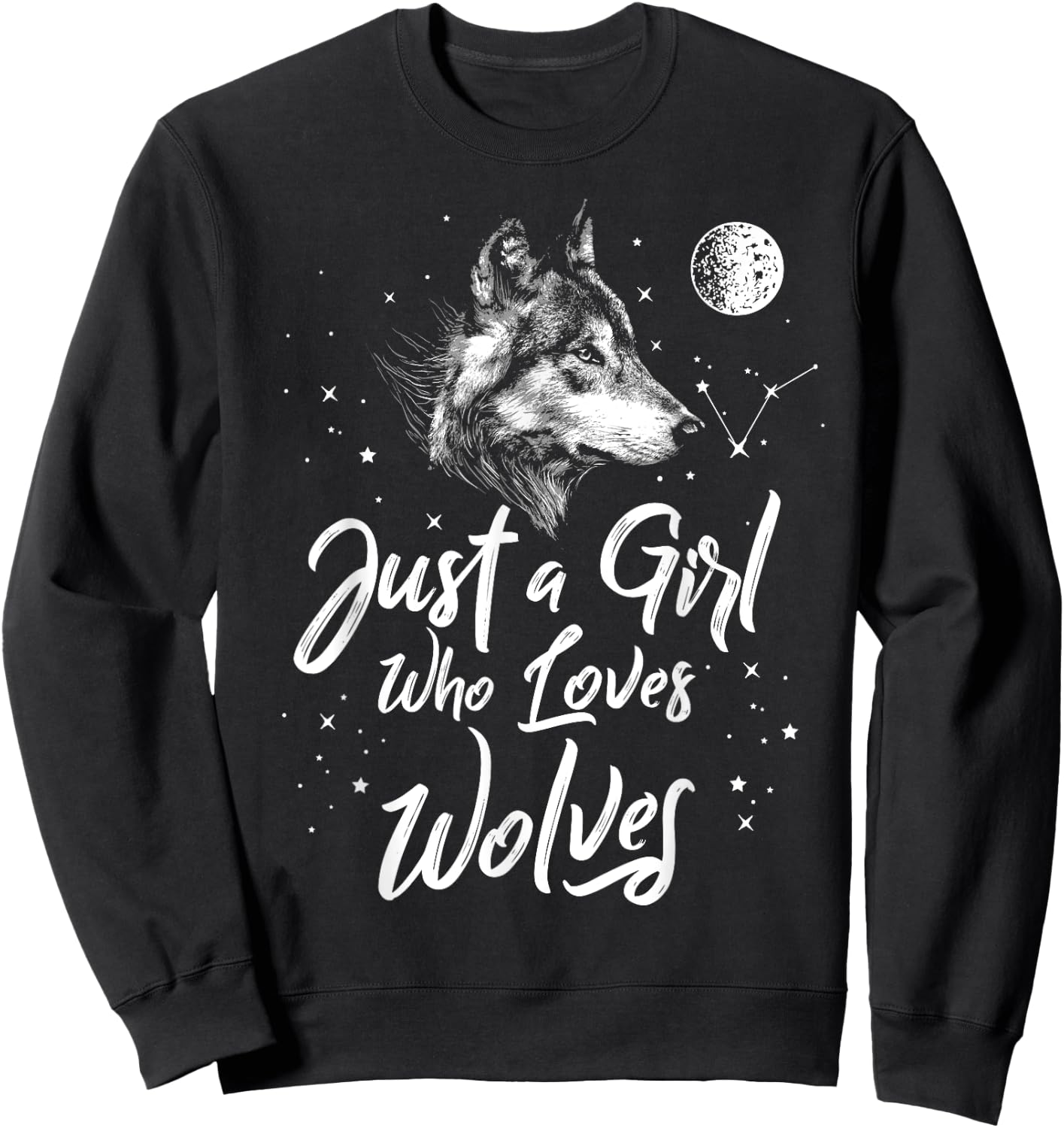 Just A Girl Who Loves Wolves Shirt Wolf Shirt Women Girls Sweatshirt - Sweatshirt | Black