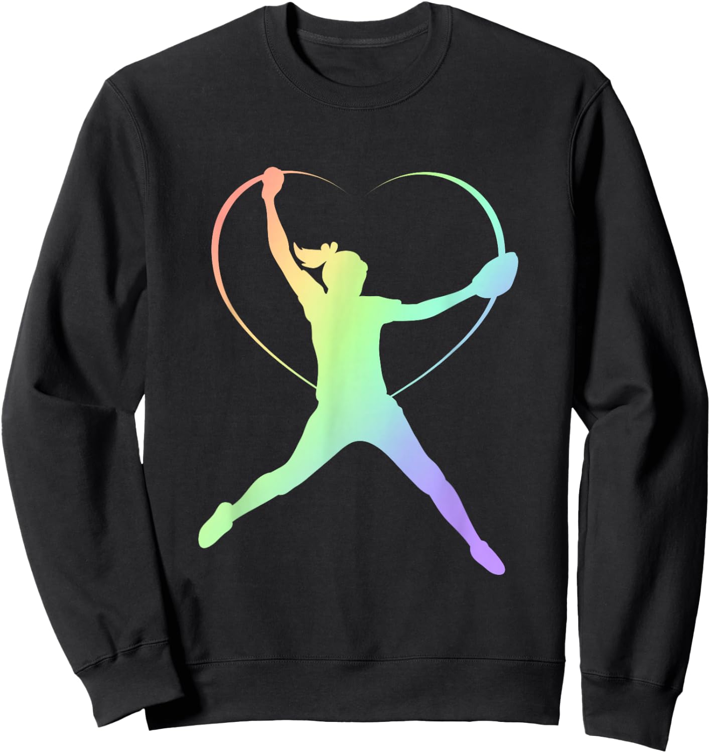 Soft Rainbow Softball Gifts for Teen Girls Pitcher Patterned Sweatshirt - Sweatshirt | Black