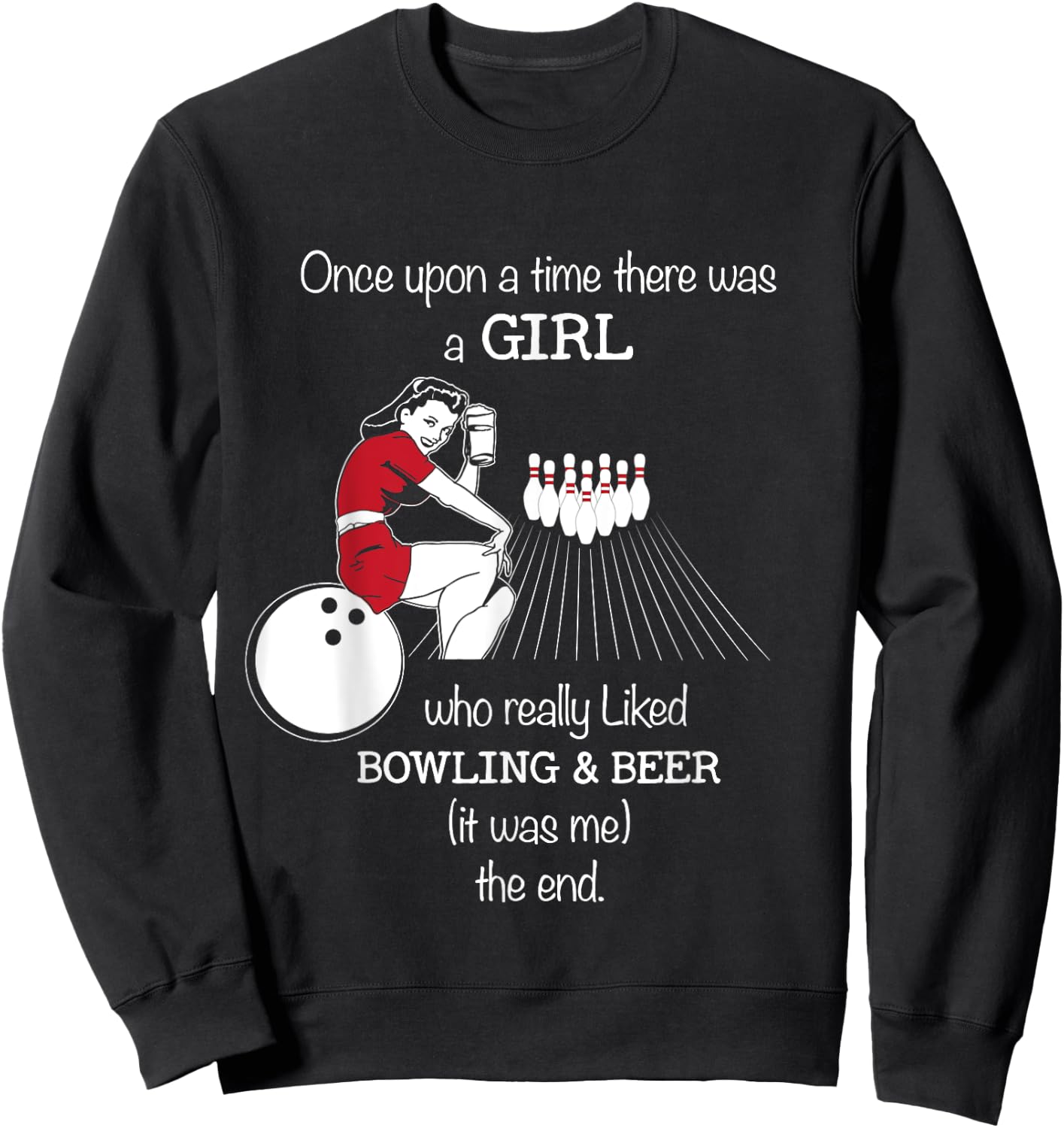 Girl Loves Bowling And Beer Bowling Gear & Girls Sweatshirt - Sweatshirt | Black