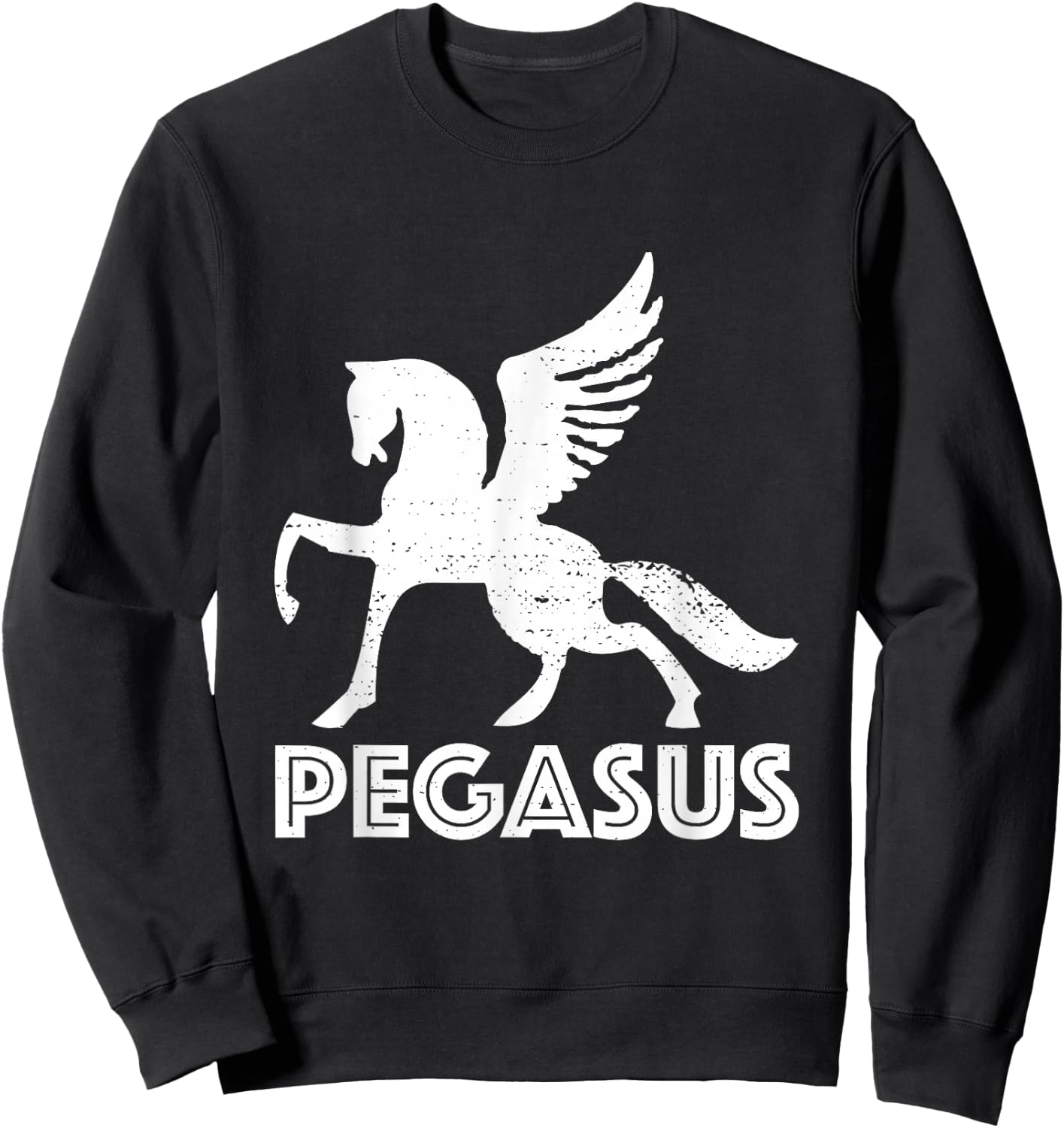 White Pegasus T Shirt Distressed Magic Unicorn Horse Galaxy Sweatshirt - Sweatshirt | Black