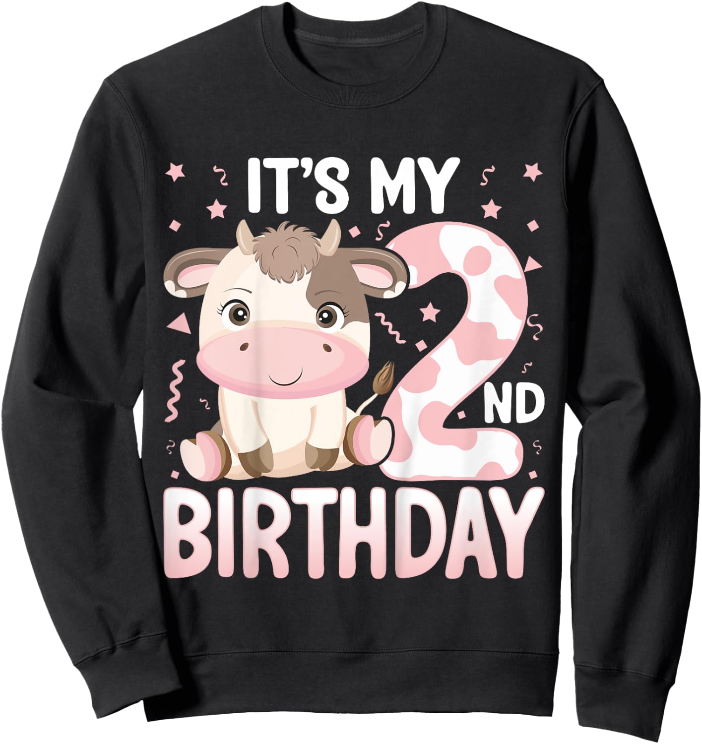 Kids It's My 2nd Birthday Cow - Cute Cow 2 Years Old Birthday Sweatshirt - Sweatshirt | Black