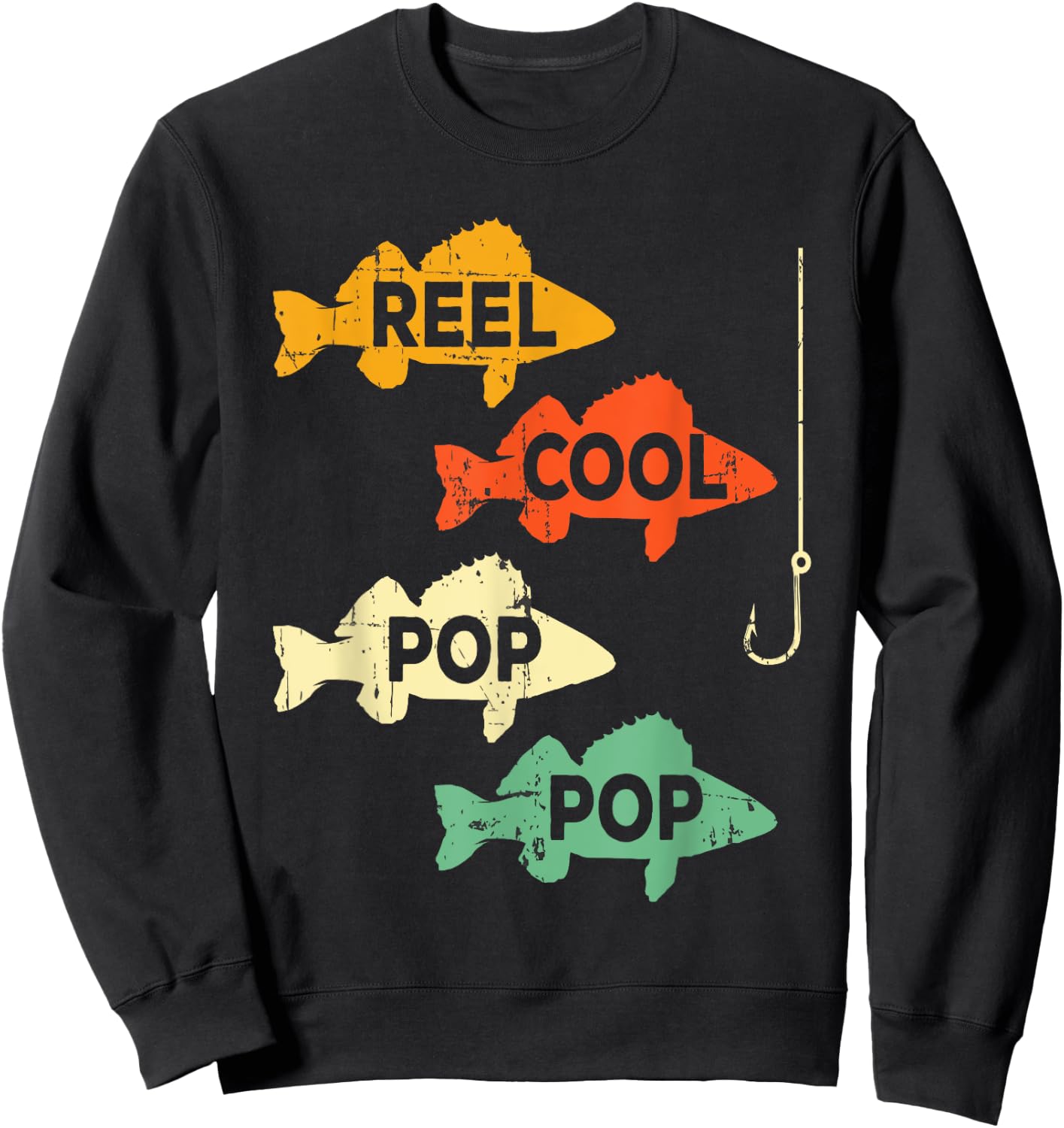 Reel Cool Pop Pop Fishing Pun Cool Poppop Walleye Fish Gift Sweatshirt - Sweatshirt | Black