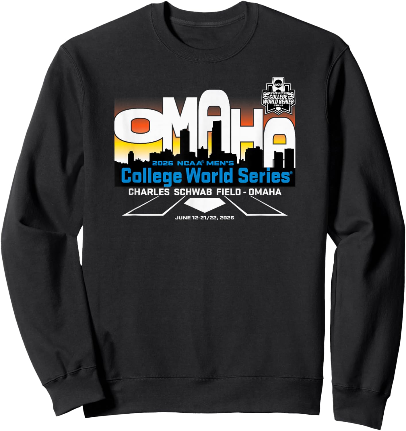 College World Series 2026 Omaha Officially Licensed Sweatshirt - Sweatshirt | Black