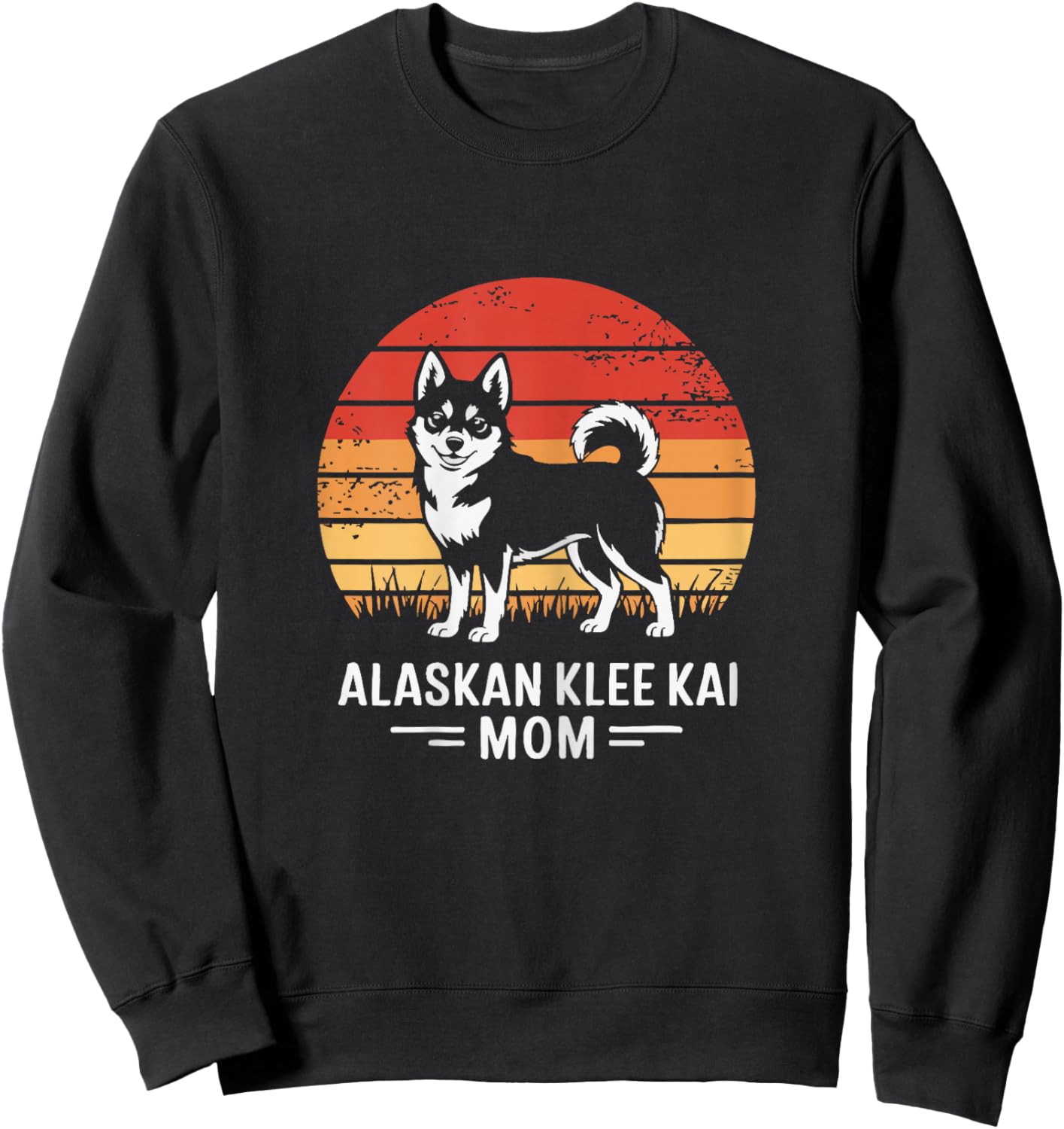 Retro Sunset Alaskan Klee Kai Dog Mom Sweatshirt - Sweatshirt | Black