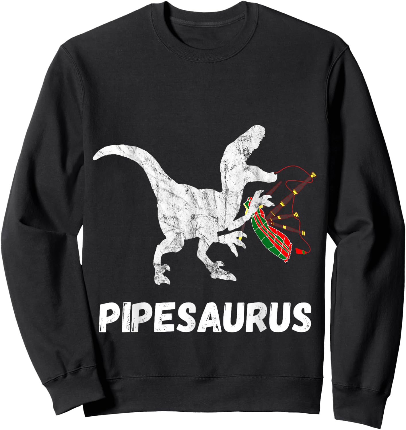 Bagpipe Saurus Irish Bagpiper Dinosaurs Bagpiping Sweatshirt - Sweatshirt | Black