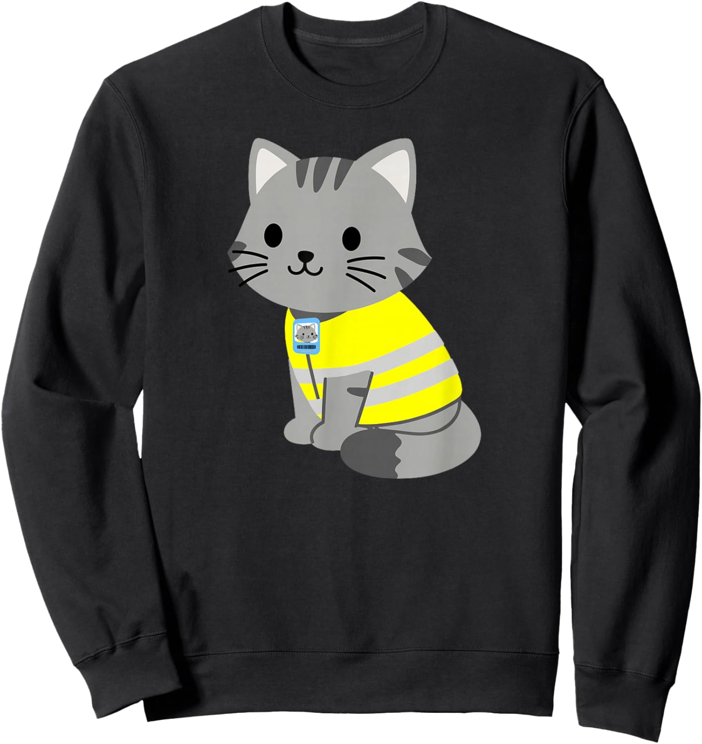 Coworker Swagazon Associate Kitten Wearing Safety Vest Sweatshirt - Sweatshirt | Black
