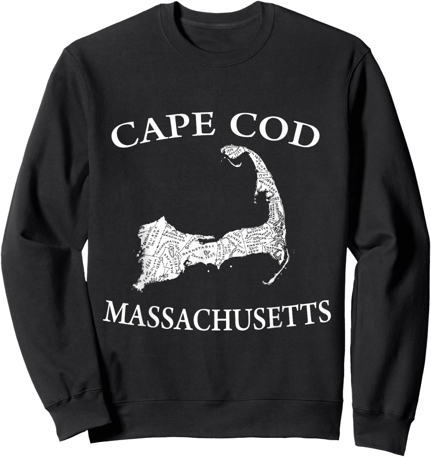 Cape Cod Map T Shirt Sweatshirt - Sweatshirt | Black