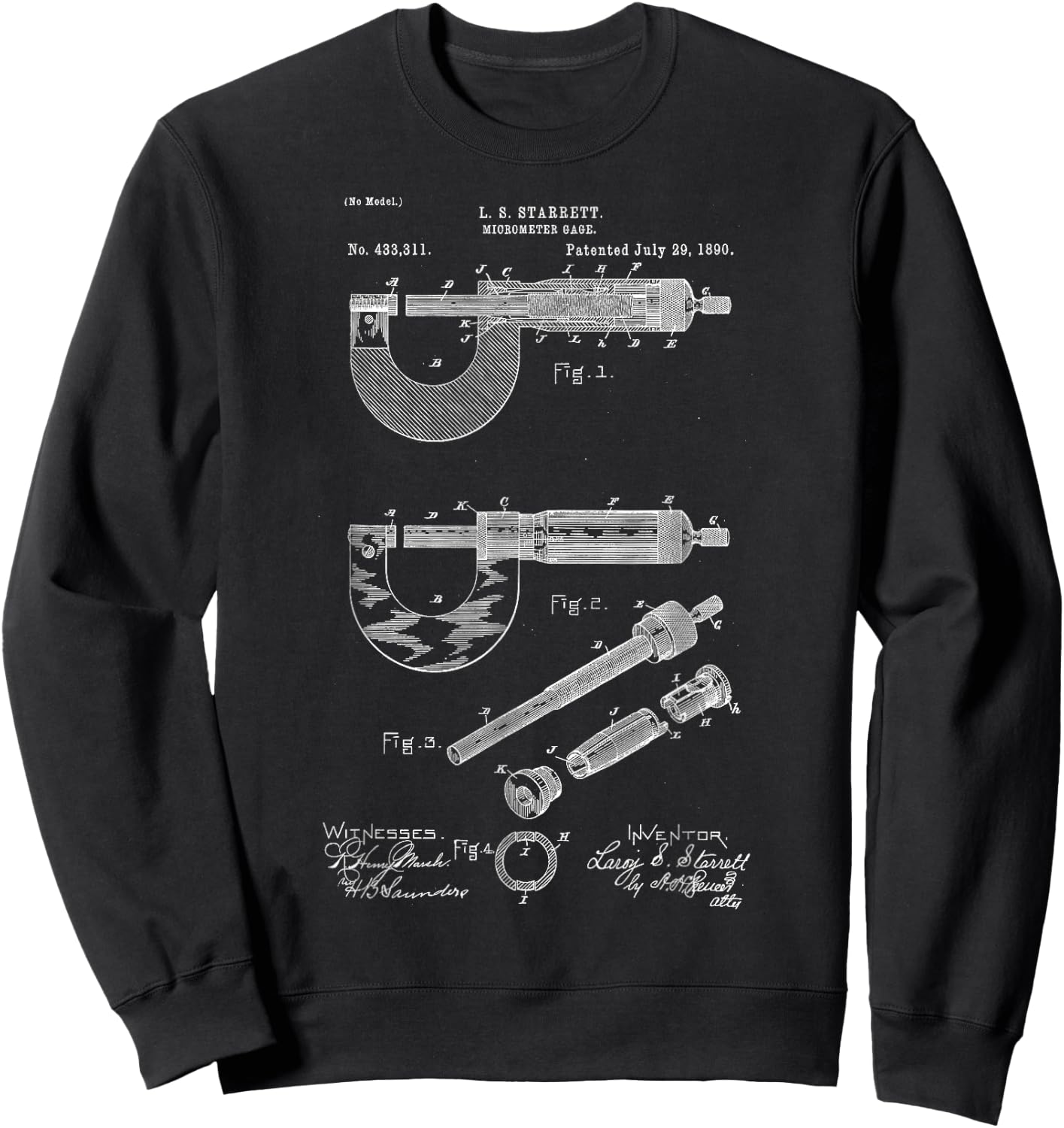 Mechanical Engineer Gift Micrometer Gage Patent Sweatshirt - Sweatshirt | Black