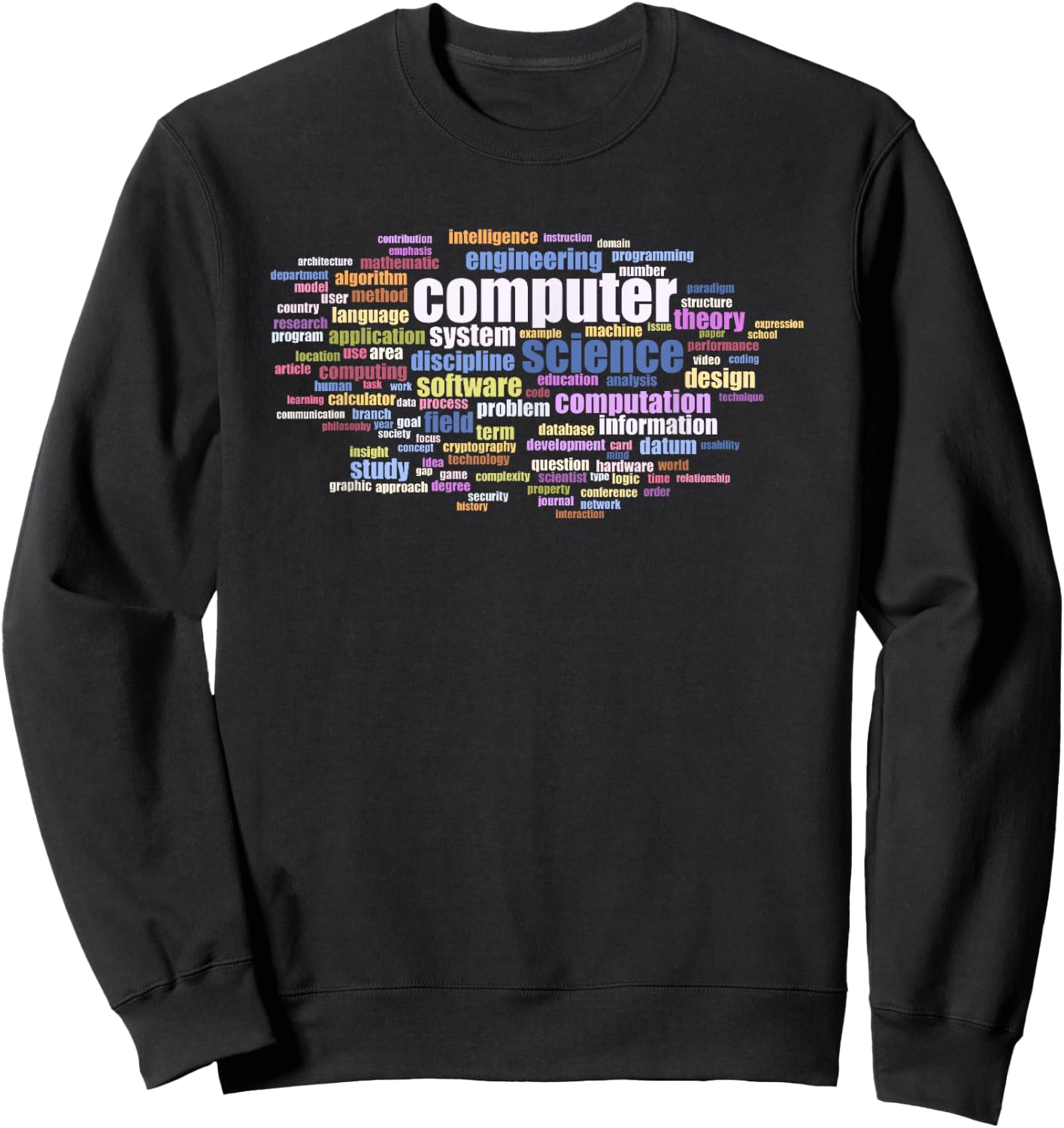 Computer Science Word Cloud of Key Terms Colored Sweatshirt - Sweatshirt | Black
