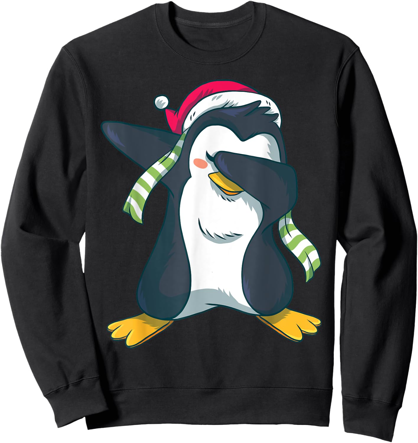 Christmas Pajama Penguin Dabbing Shirt Funny Family Pajamas Sweatshirt - Sweatshirt | Black
