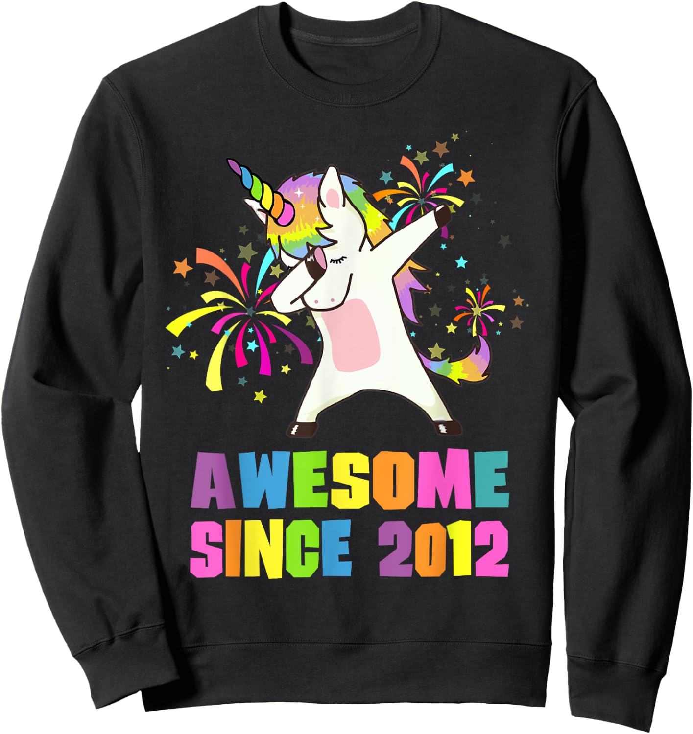 13 Years Old 13th Birthday Awesome Since 2012 Unicorn Sweatshirt - Sweatshirt | Black