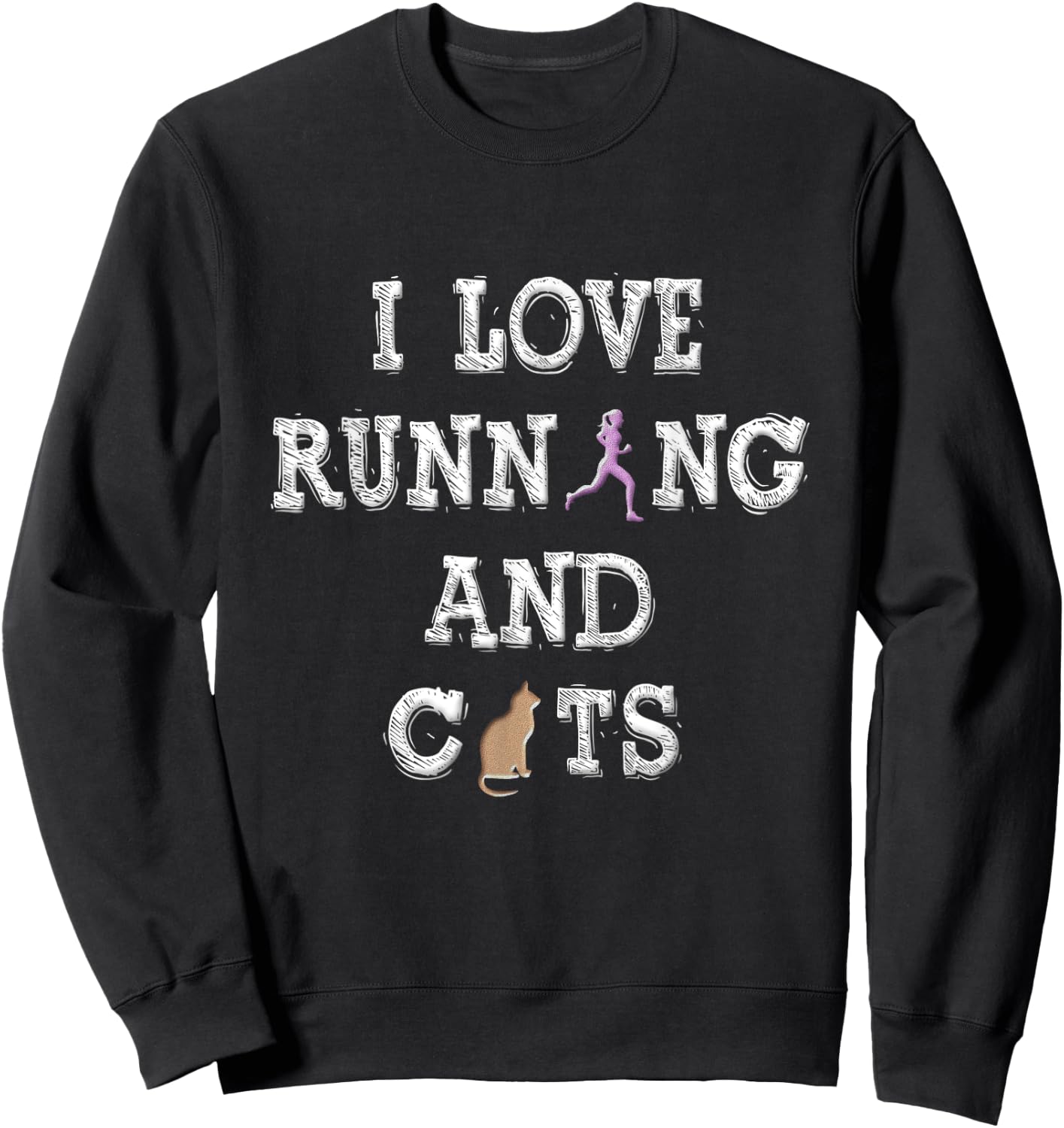 I Love Running Shirt Cat Lover Gifts Women Runner Shirts Sweatshirt - Sweatshirt | Black