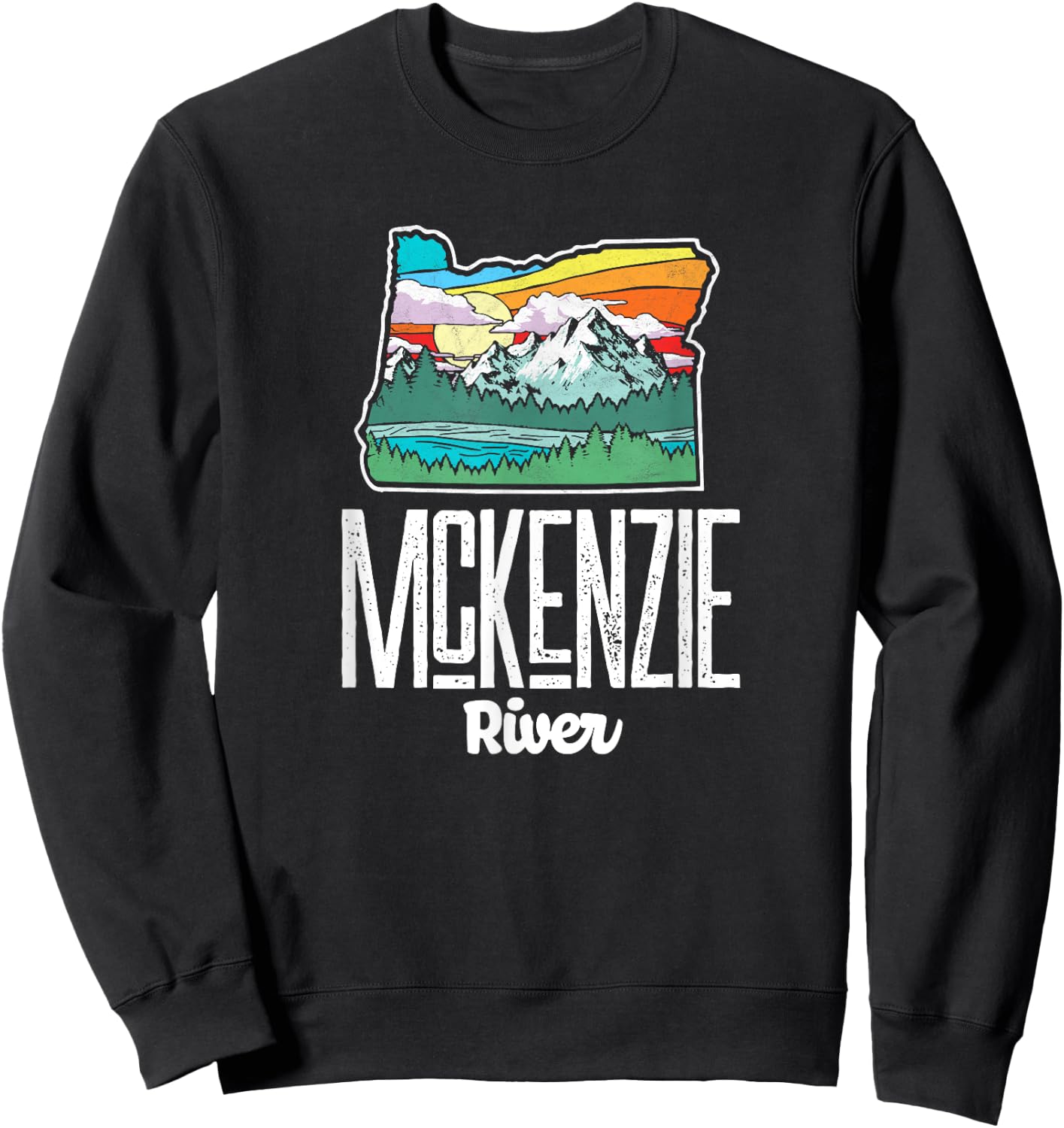 McKenzie River Vintage Oregon Nature & Outdoors Retro Sweatshirt - Sweatshirt | Black
