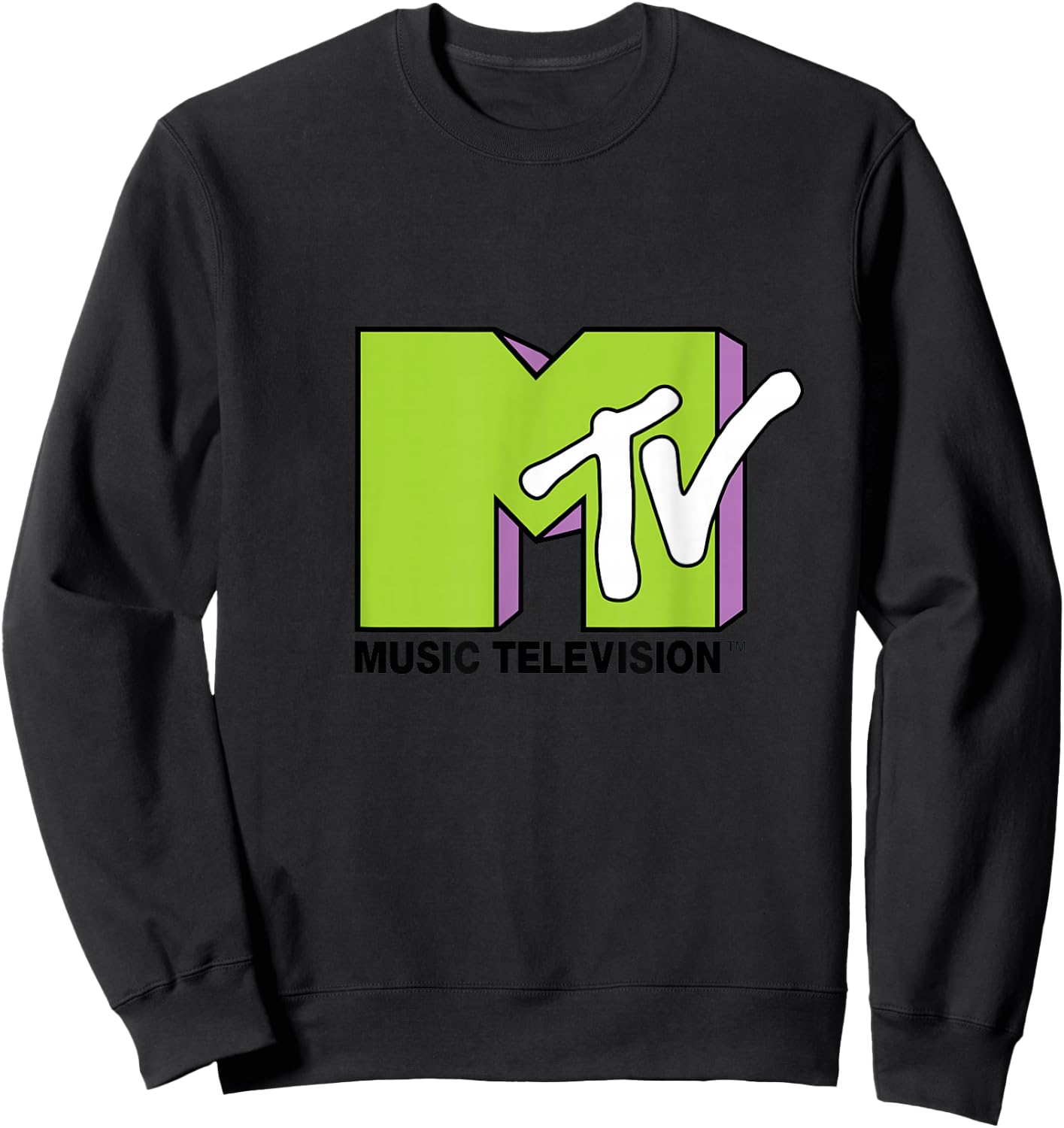 Lime Green and Purple MTV Logo Fill Treatment Small Sweatshirt - Sweatshirt | Black