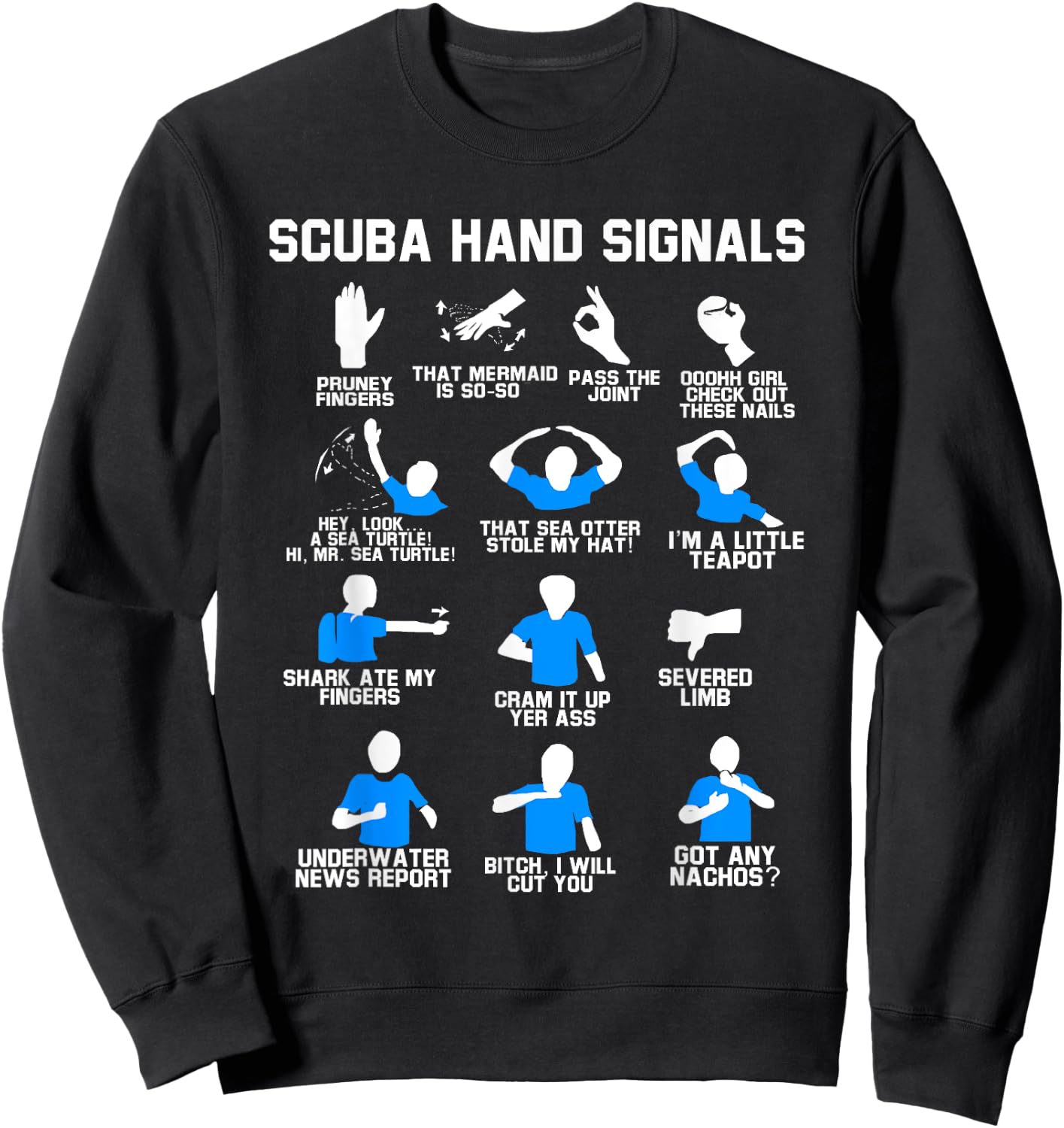 Distressed Scuba Diving Speerfischen Freitauchen Diving Hand Sign Diver Sweatshirt - Sweatshirt | Black