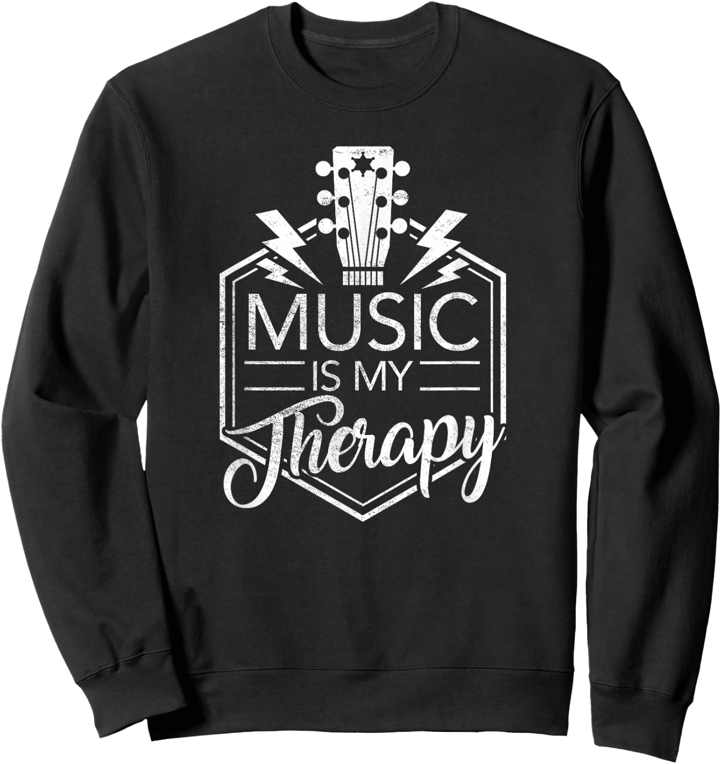 Music is My Therapy - Guitar Rock Music Gift Sweatshirt - Sweatshirt | Black