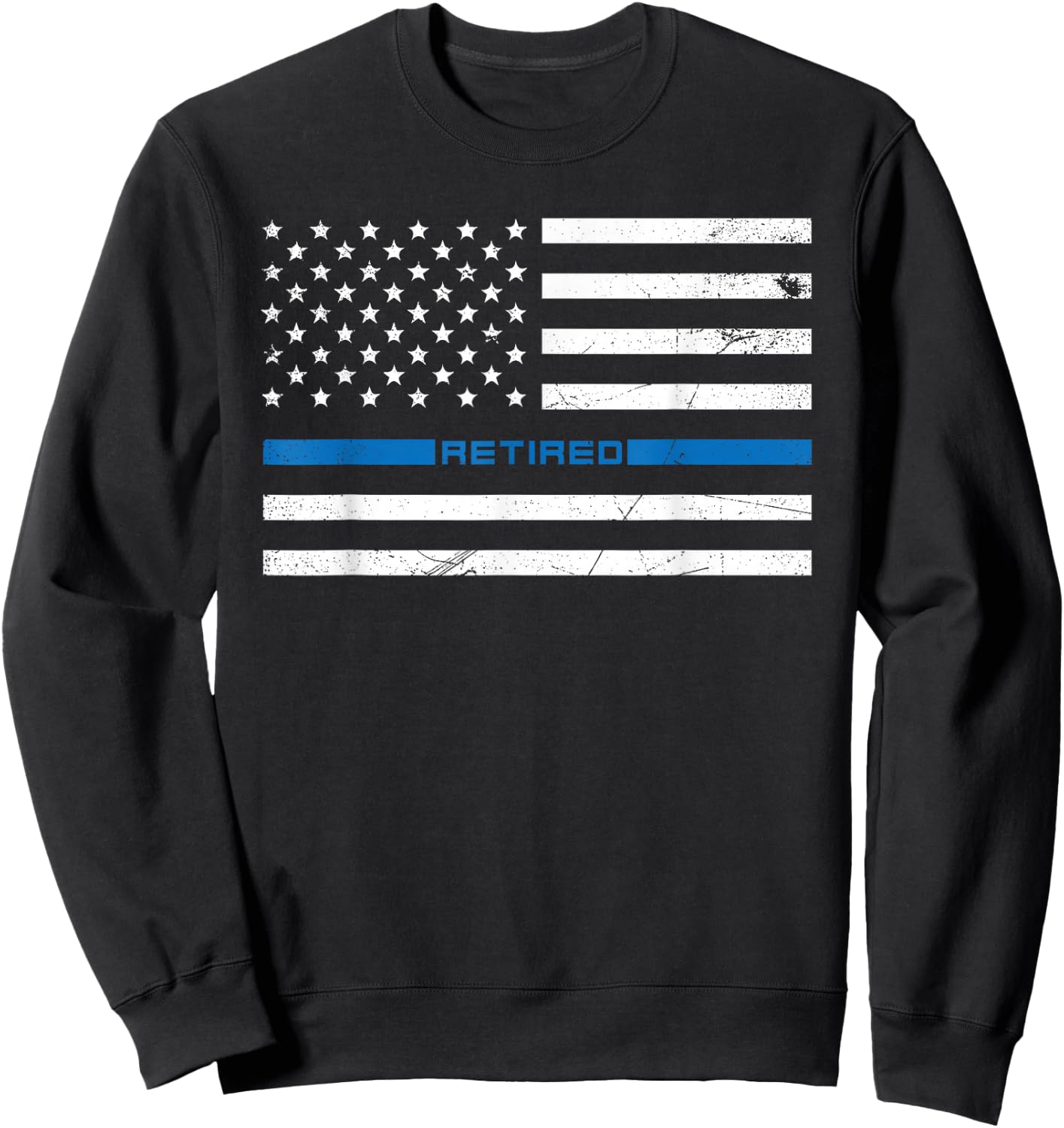 Im Retired Police Officer American Flag Thin Blue Line Cop Sweatshirt - Sweatshirt | Black