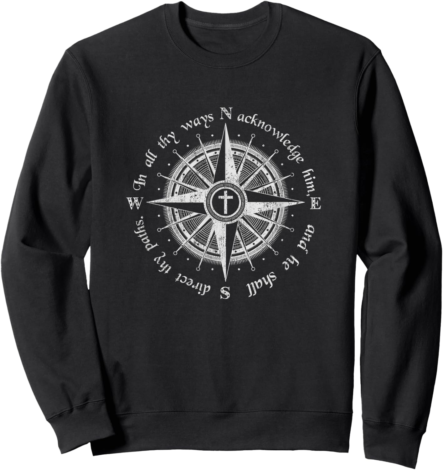 God Will Direct Your Path Compass Religion Christian Sweatshirt - Sweatshirt | Black