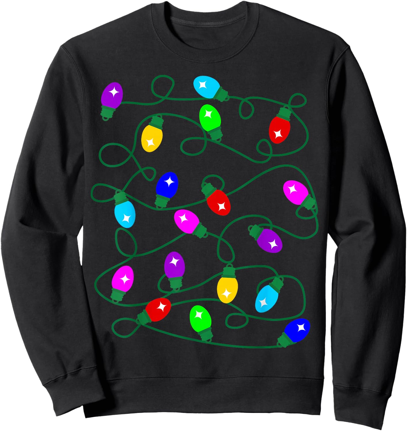 My Favorite Color is Christmas Lights Funny Pajama Xmas Sweatshirt - Sweatshirt | Black