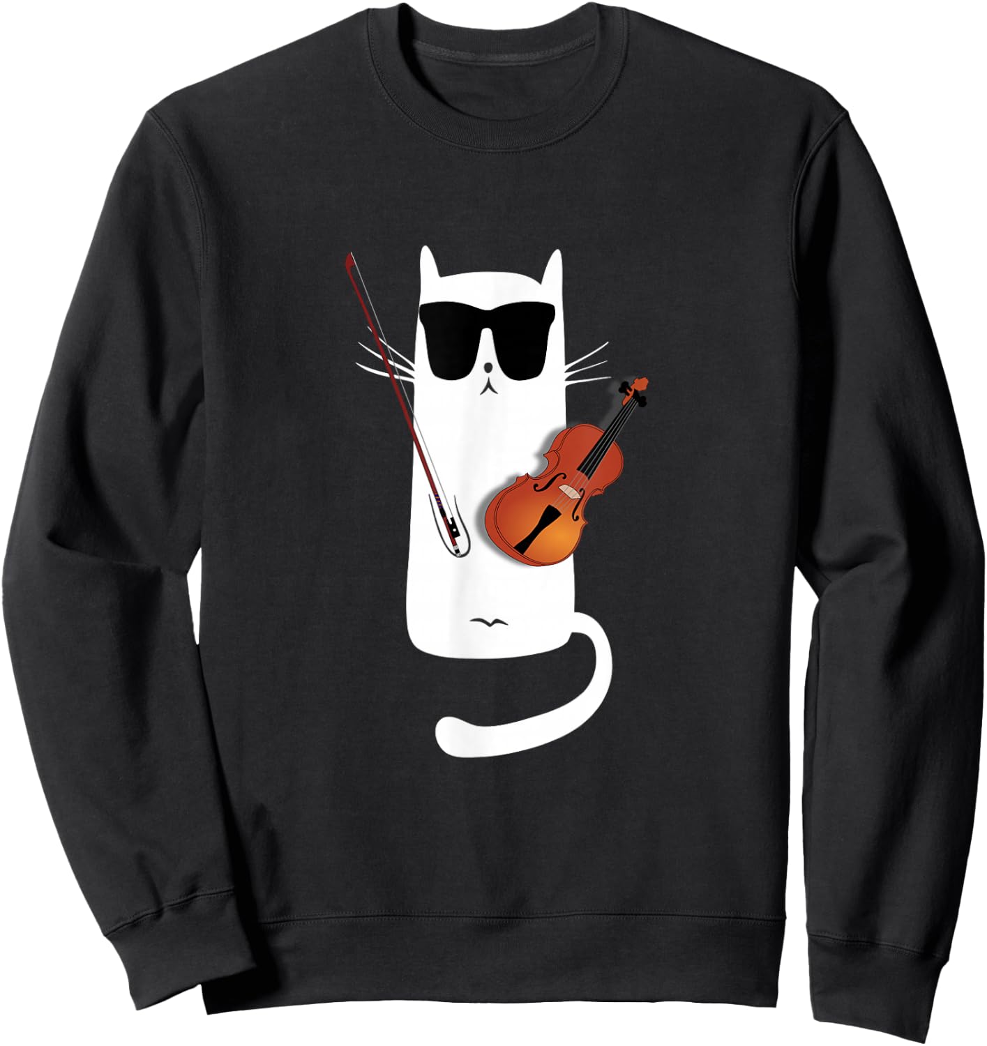 Funny Cat Wearing Sunglasses Playing Violin Sweatshirt - Sweatshirt | Black