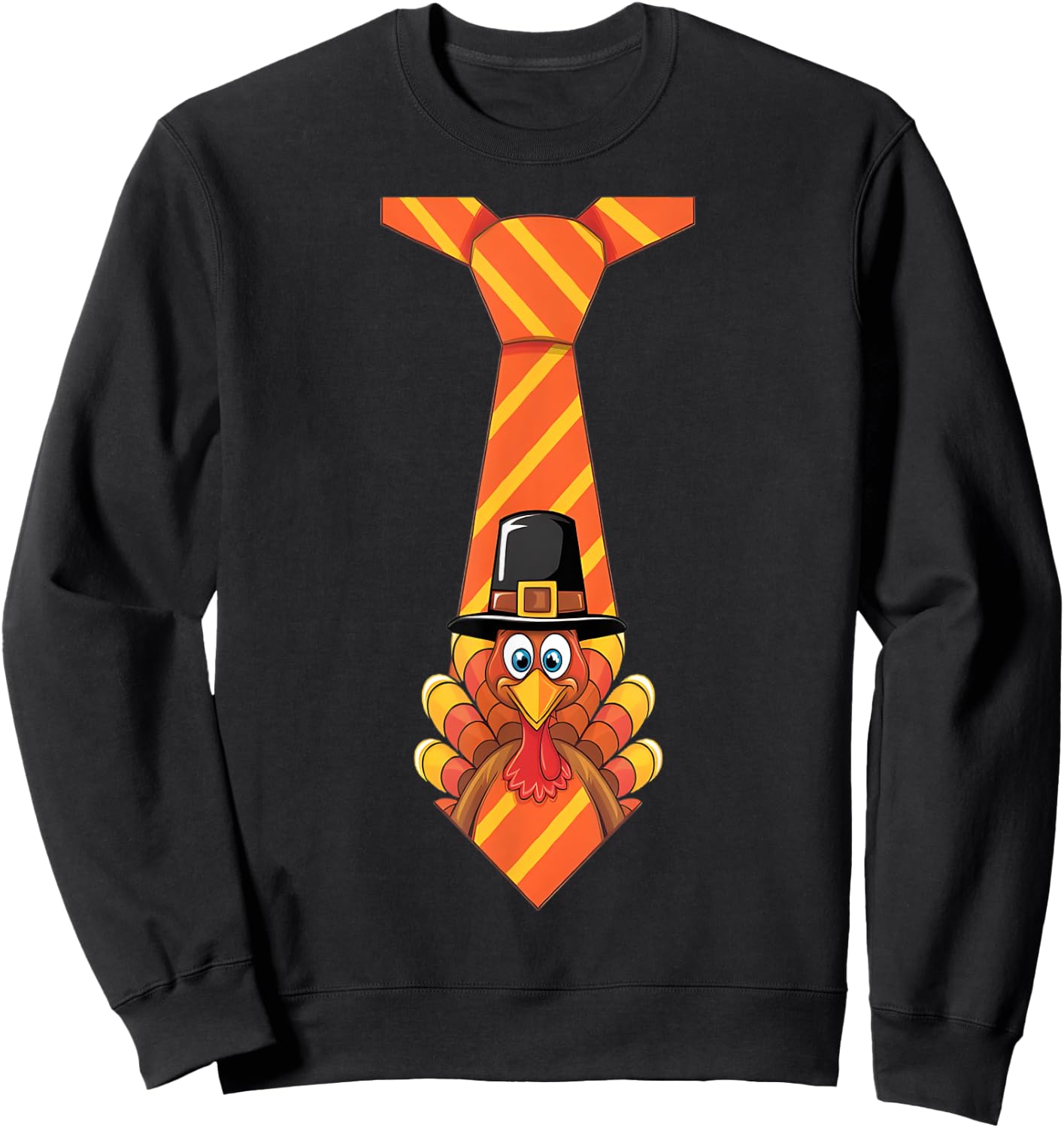 Funny Thanksgiving Turkey Tie Design Sweatshirt - Sweatshirt | Black