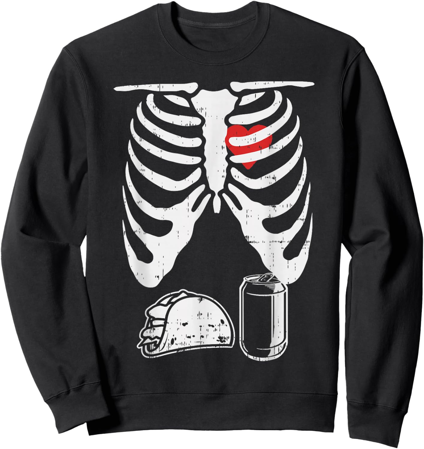 Skeleton Pregnancy Taco Beer Xray Halloween Soon Dad Sweatshirt - Sweatshirt | Black