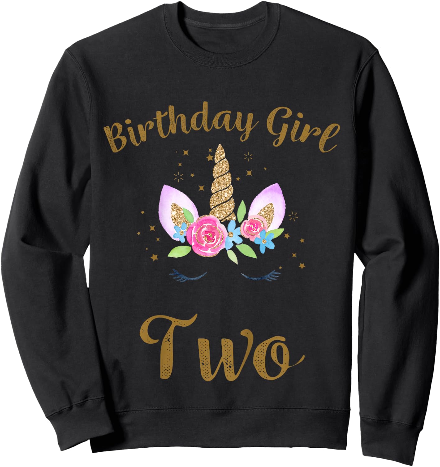Kids 2nd Birthday Girl Unicorn Shirt Second Birthday Outfit Sweatshirt - Sweatshirt | Black