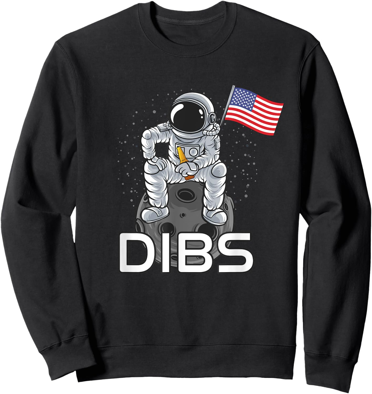 Moon Landing 50th Anniversary Funny Dibs Astronaut USA Flag Sweatshirt - Sweatshirt | Black