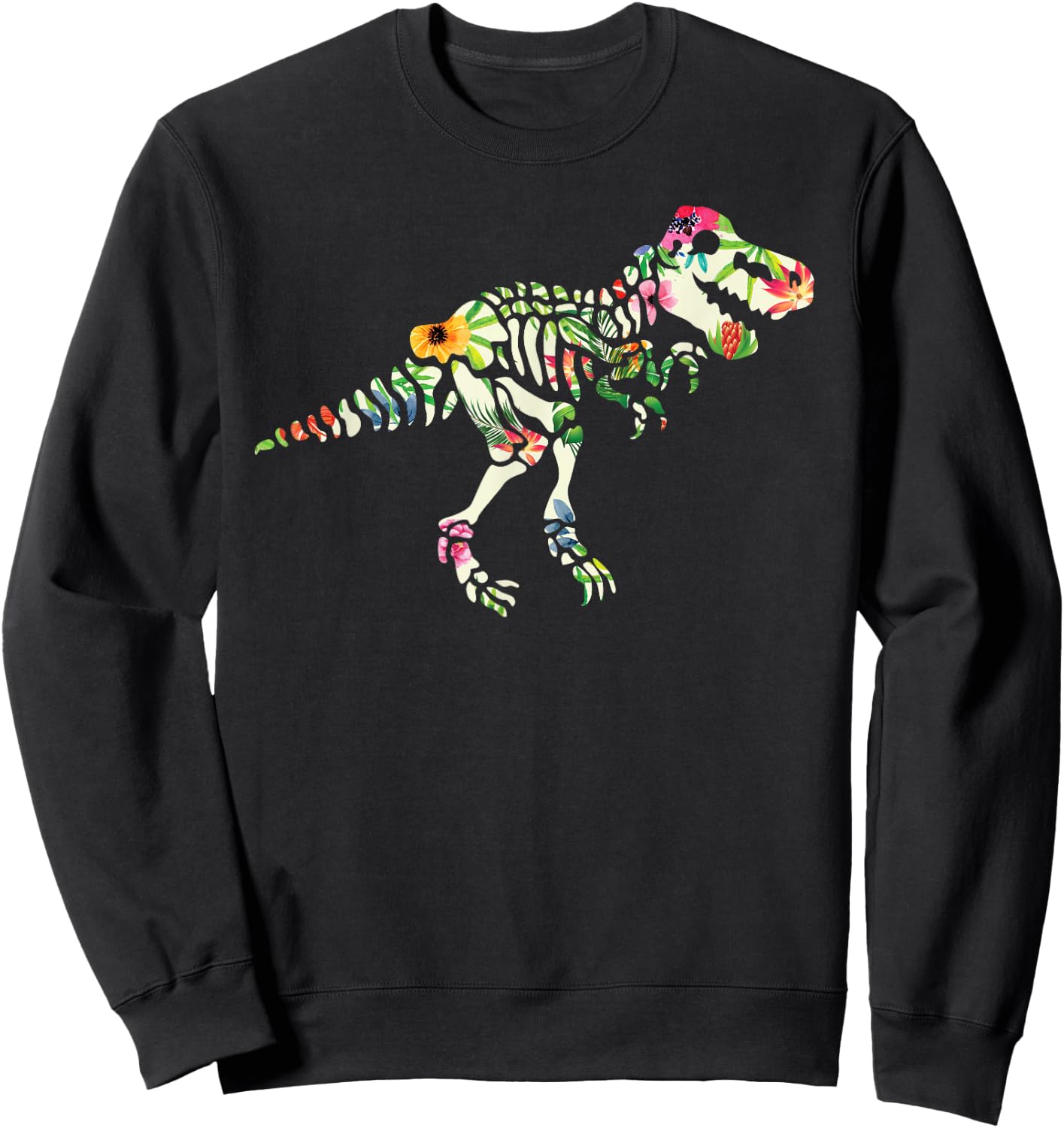 Tropical Hawaiian Floral T-Rex, Design Gift Dino lovers Sweatshirt - Sweatshirt | Black