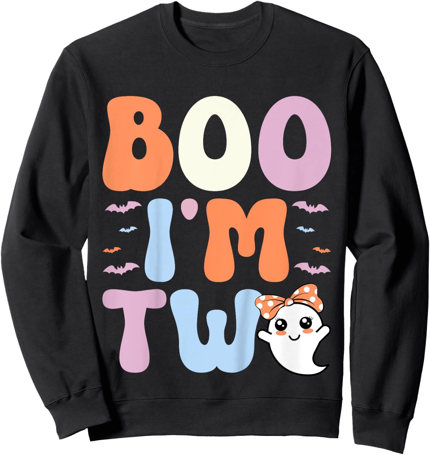 Boo I'm Two Ghost 2 Years Old 2nd Birthday Kids Halloween Sweatshirt - Sweatshirt | Black