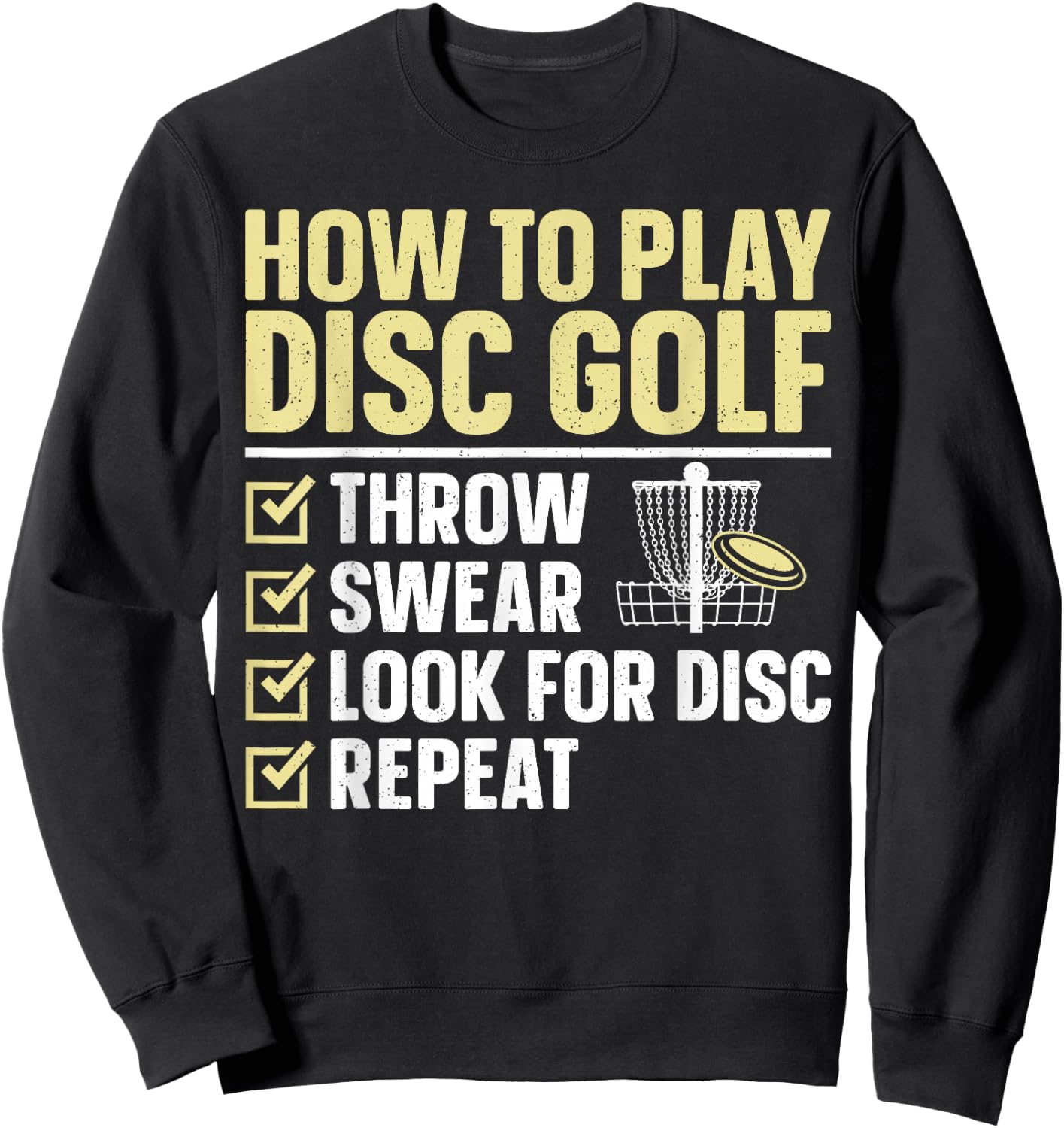 Cool Disc Golf Art Women Kids Golfer Disc Golf Lover Sweatshirt - Sweatshirt | Black