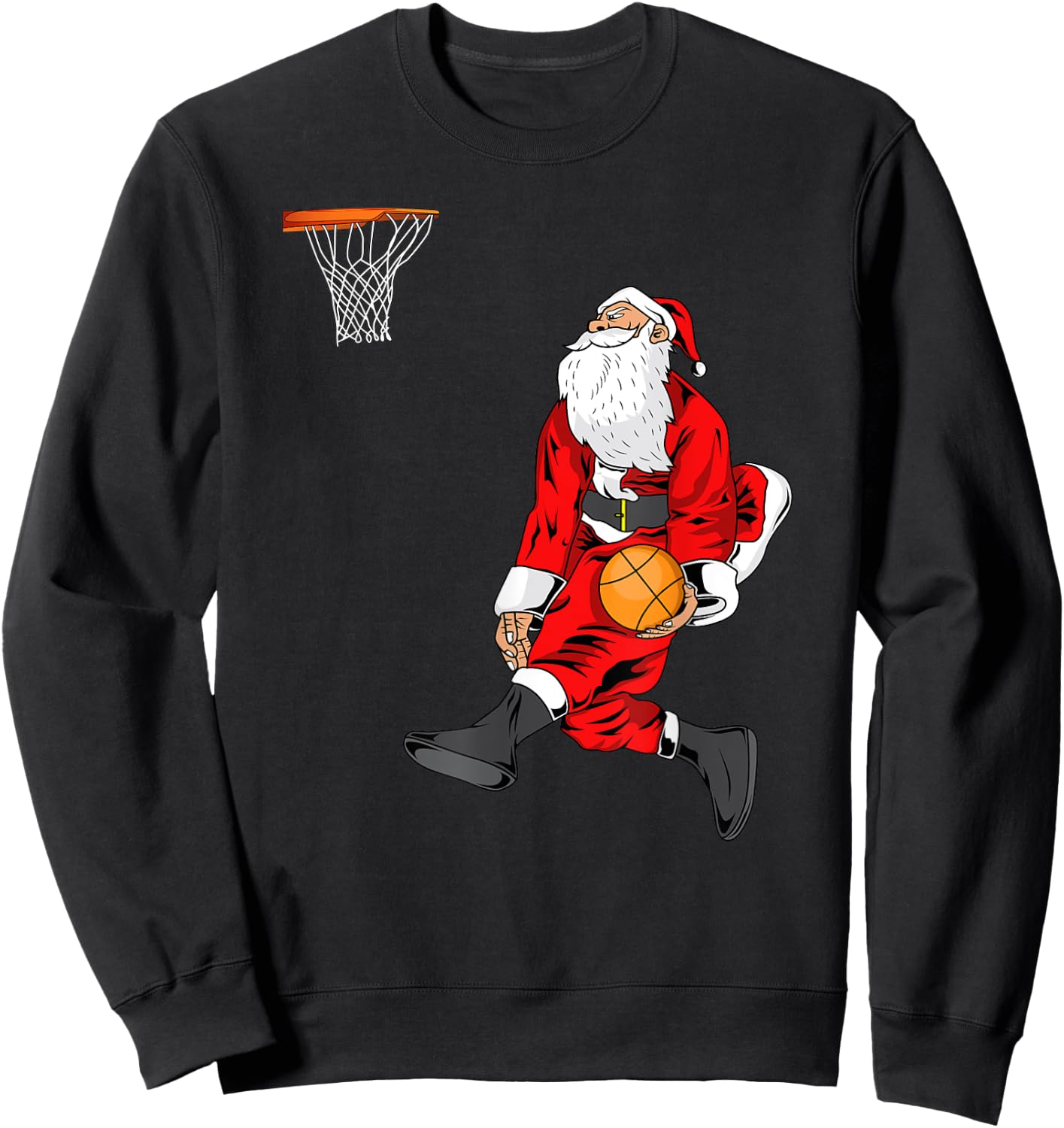 Santa Playing Basketball | Slam Dunk Christmas Gift Sweatshirt - Sweatshirt | Black