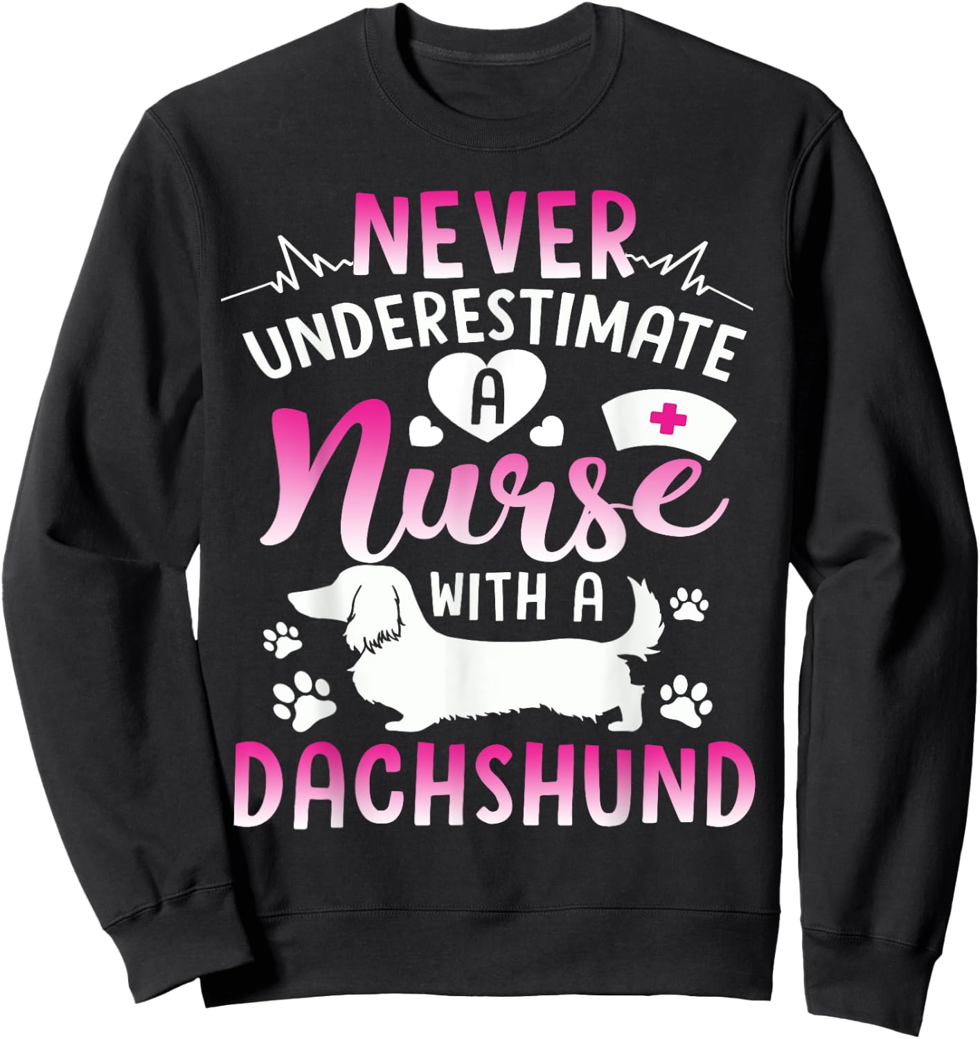 Nurse With A Dachshund Shirt Cute Dachshund Lover RN Gift Sweatshirt - Sweatshirt | Black