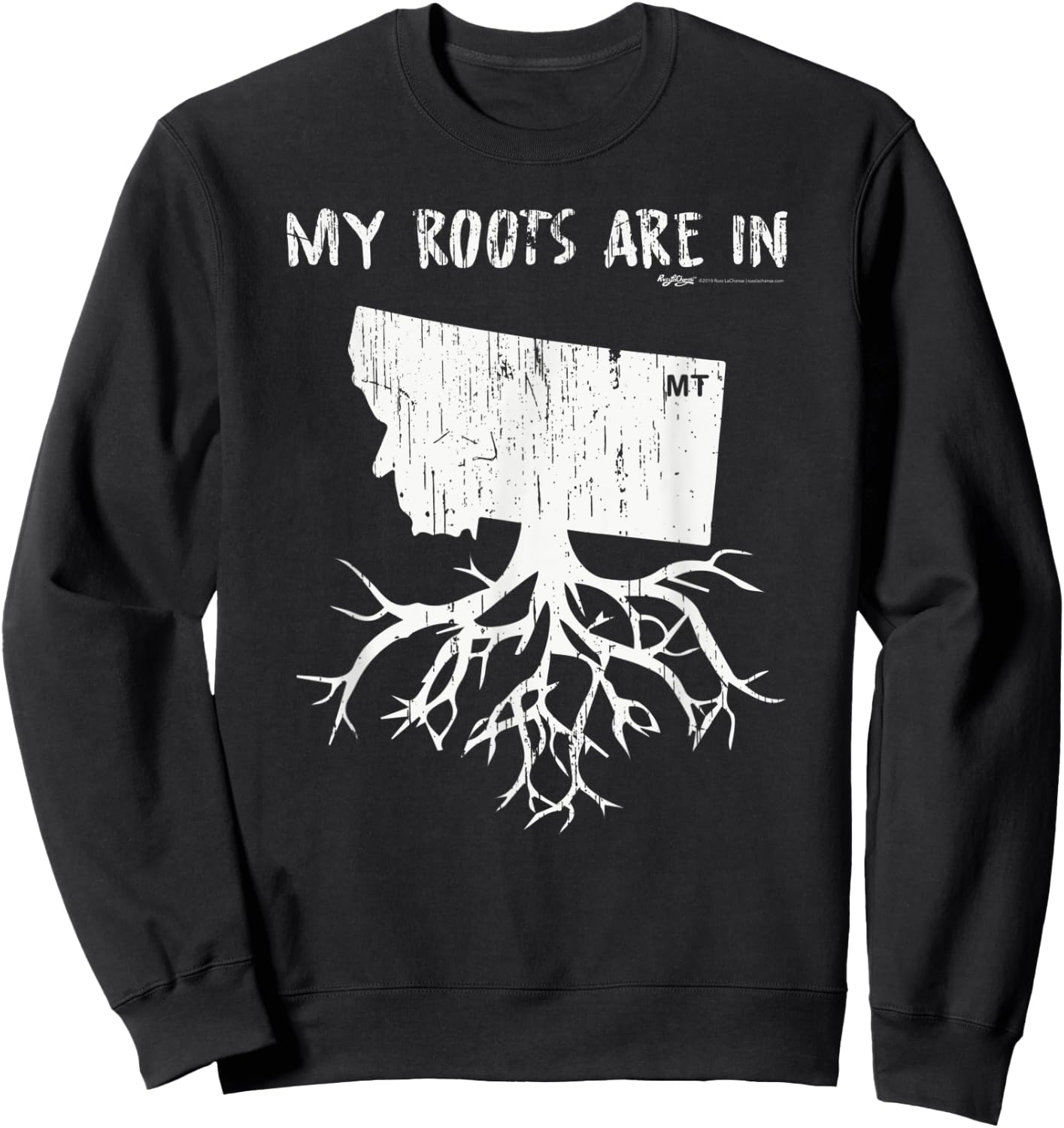 Vintage My Roots Are In Montana State Sweatshirt - Sweatshirt | Black