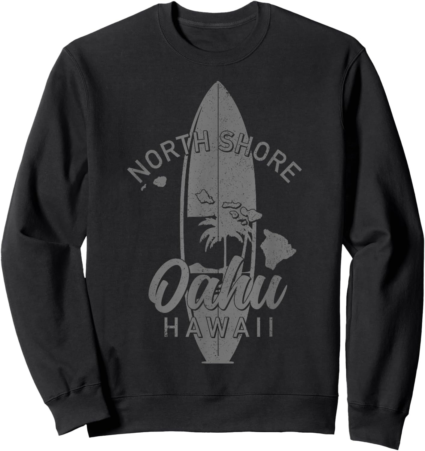 North Shore Oahu Hawaii Surf Board Surfing Surfer Hawaiian Sweatshirt - Sweatshirt | Black