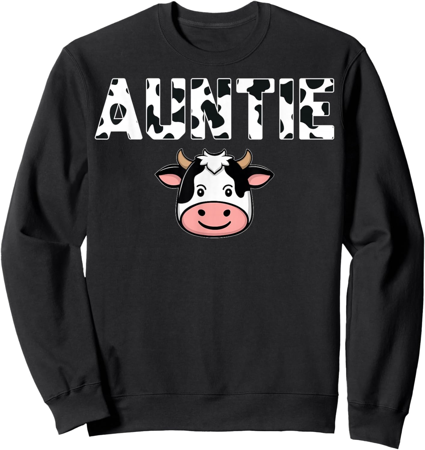 Cow Pattern Auntie Dairy Farming Auntie Cow Lover Sweatshirt - Sweatshirt | Black