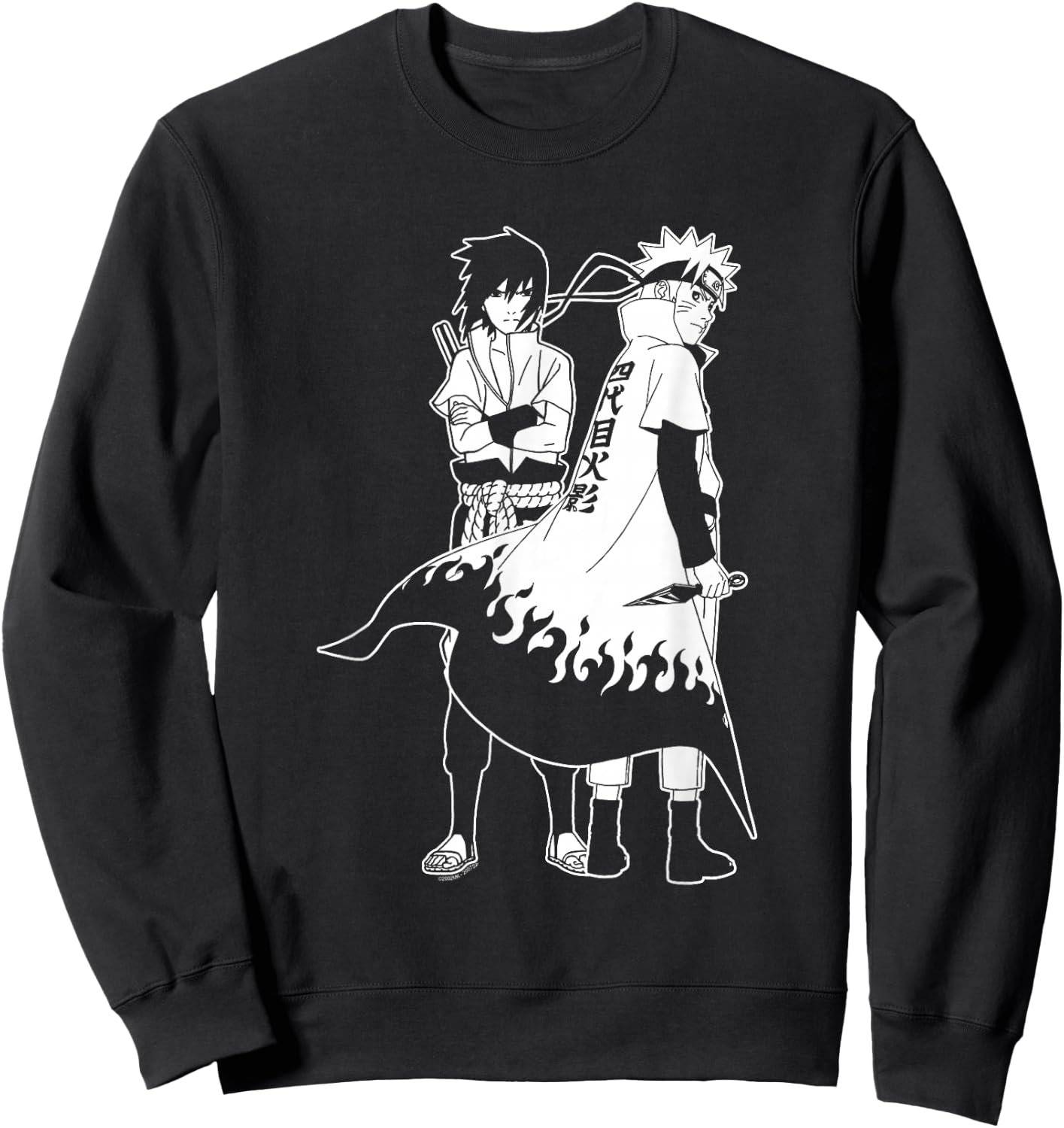 Naruto Shippuden Naruto and Sasuke Outline Anime Sweatshirt - Sweatshirt | Black