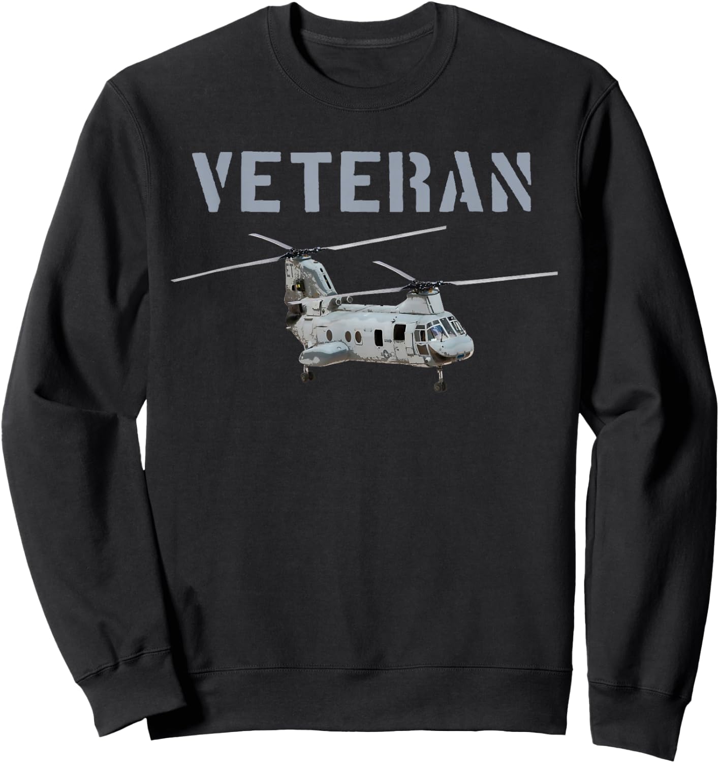 Veterans Ch-46 Sea Knight Helicopter Sweatshirt - Sweatshirt | Black