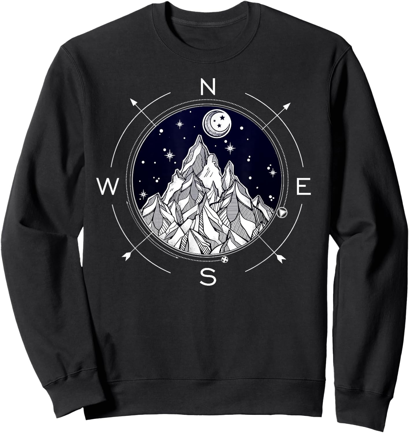 Great Outdoors Wanderlust - Boho Mountain Compass Sweatshirt - Sweatshirt | Black