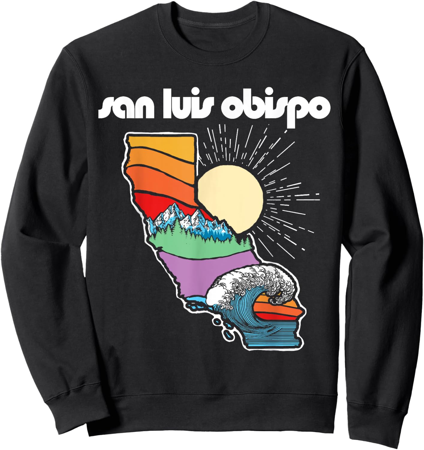 San Luis Obispo California Outdoors Retro Nature Graphic Sweatshirt - Sweatshirt | Black