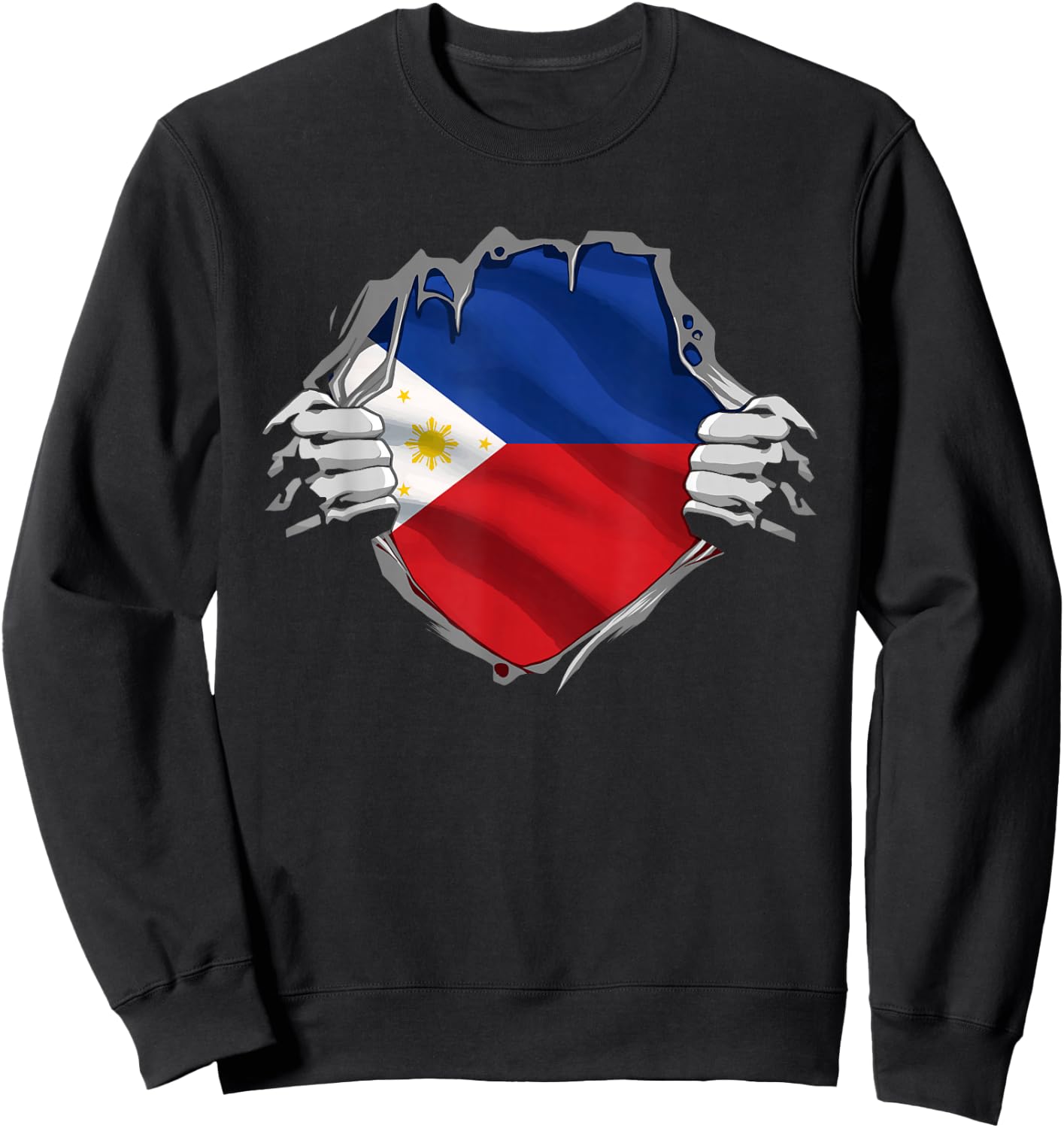 Filipino Flag Sun Philippines Shirt Filipina Pinoy Pride Sweatshirt - Sweatshirt | Black