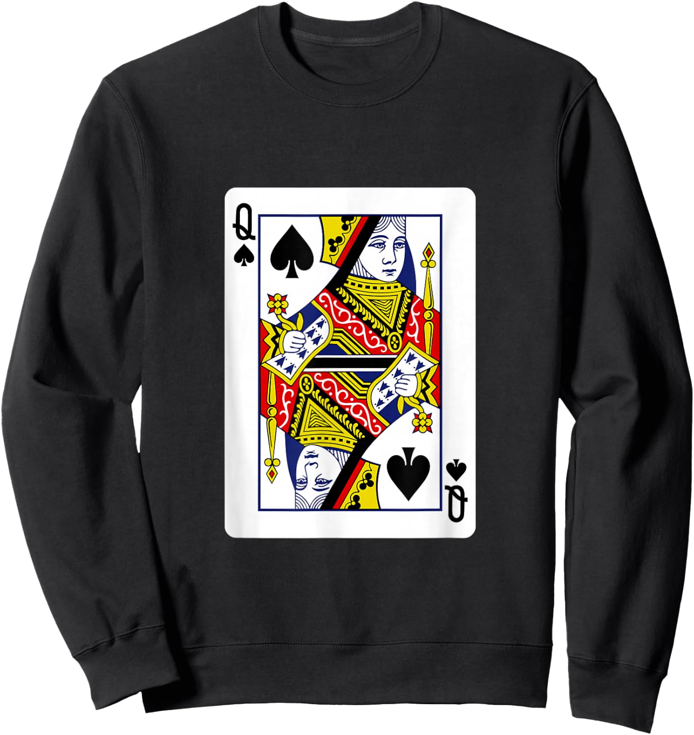 Queen of Spades Playing Cards Sweatshirt - Sweatshirt | Black