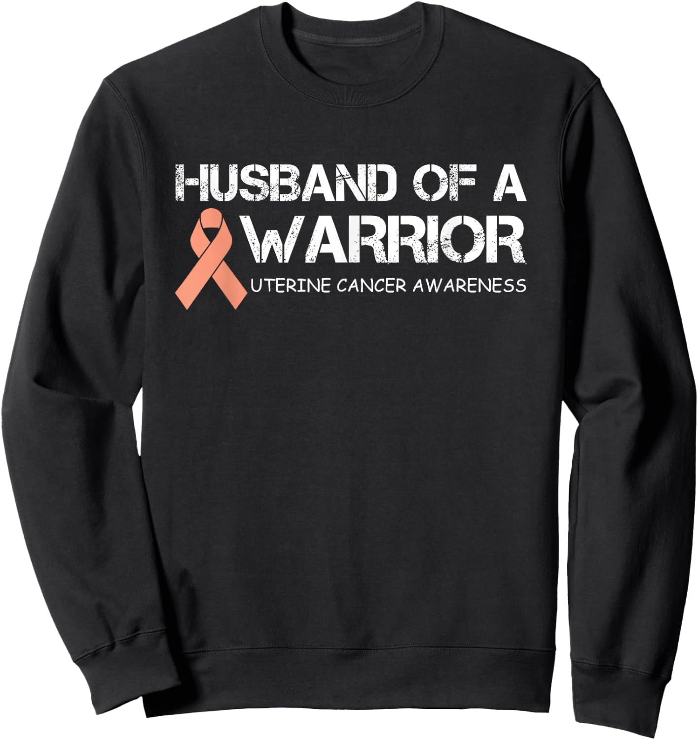 Husband Of A Warrior Uterine Cancer Awareness Sweatshirt - Sweatshirt | Black