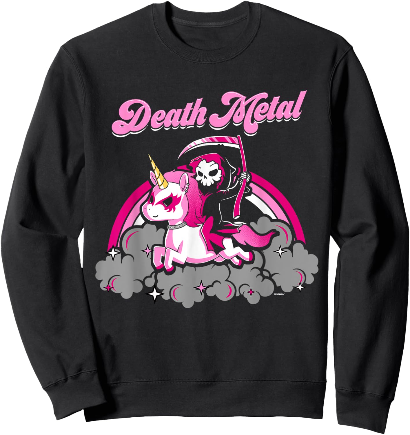 Unicorn Death Metal Rocker Go To Hell Shirt Pink Sweatshirt - Sweatshirt | Black