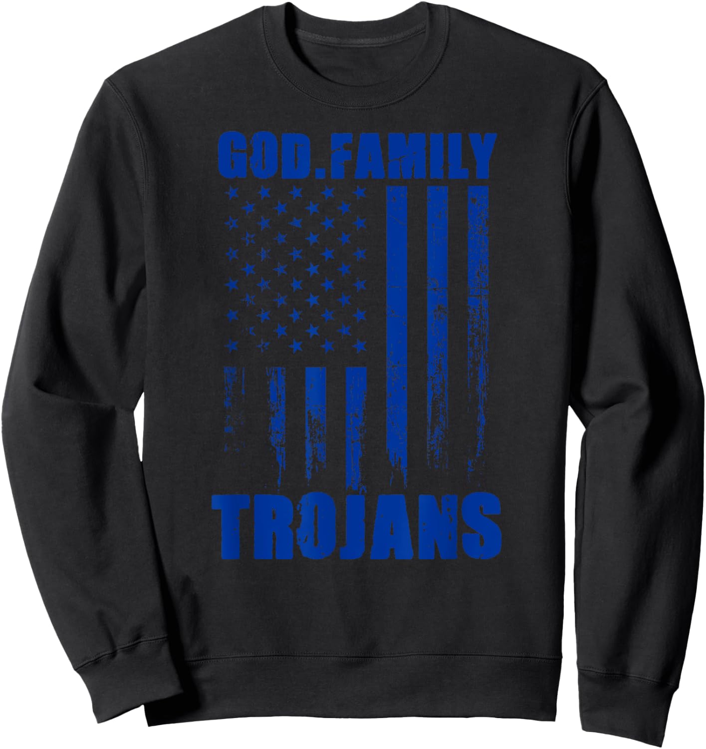 James Island Charter Trojans God. Family. Vintage USA Flag Sweatshirt - Sweatshirt | Black